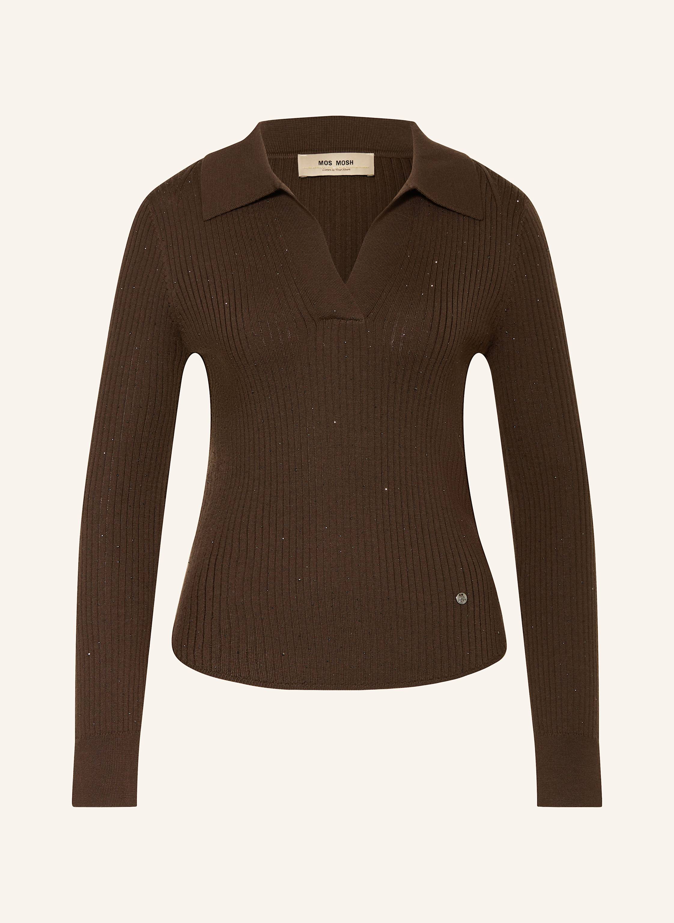 MOS MOSH Strick-Poloshirt MMRONIKA mit Schmucksteinen