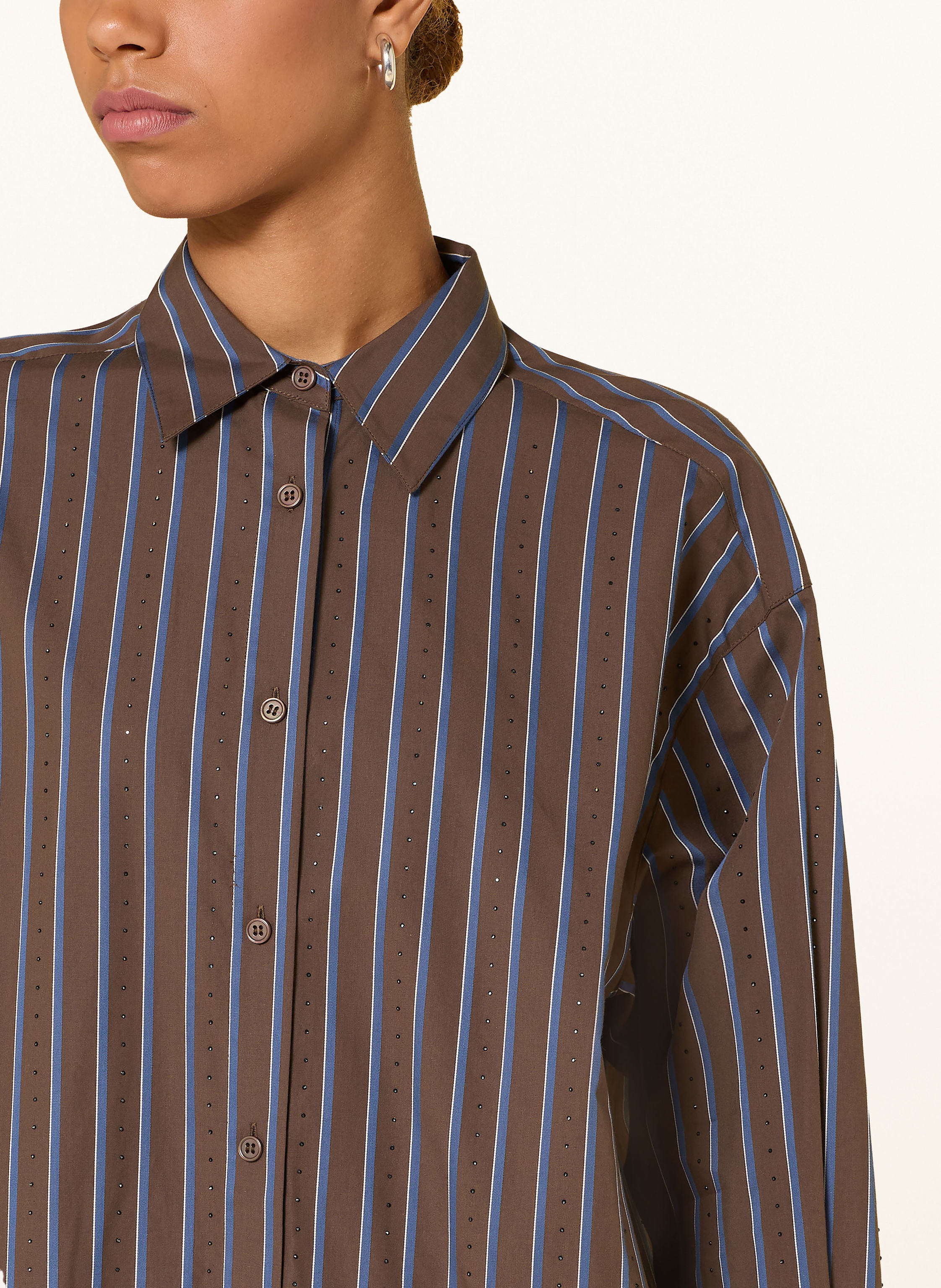 Thumbnail - Mos Mosh Oversized-Hemdbluse Danika Mit Schmucksteinen braun