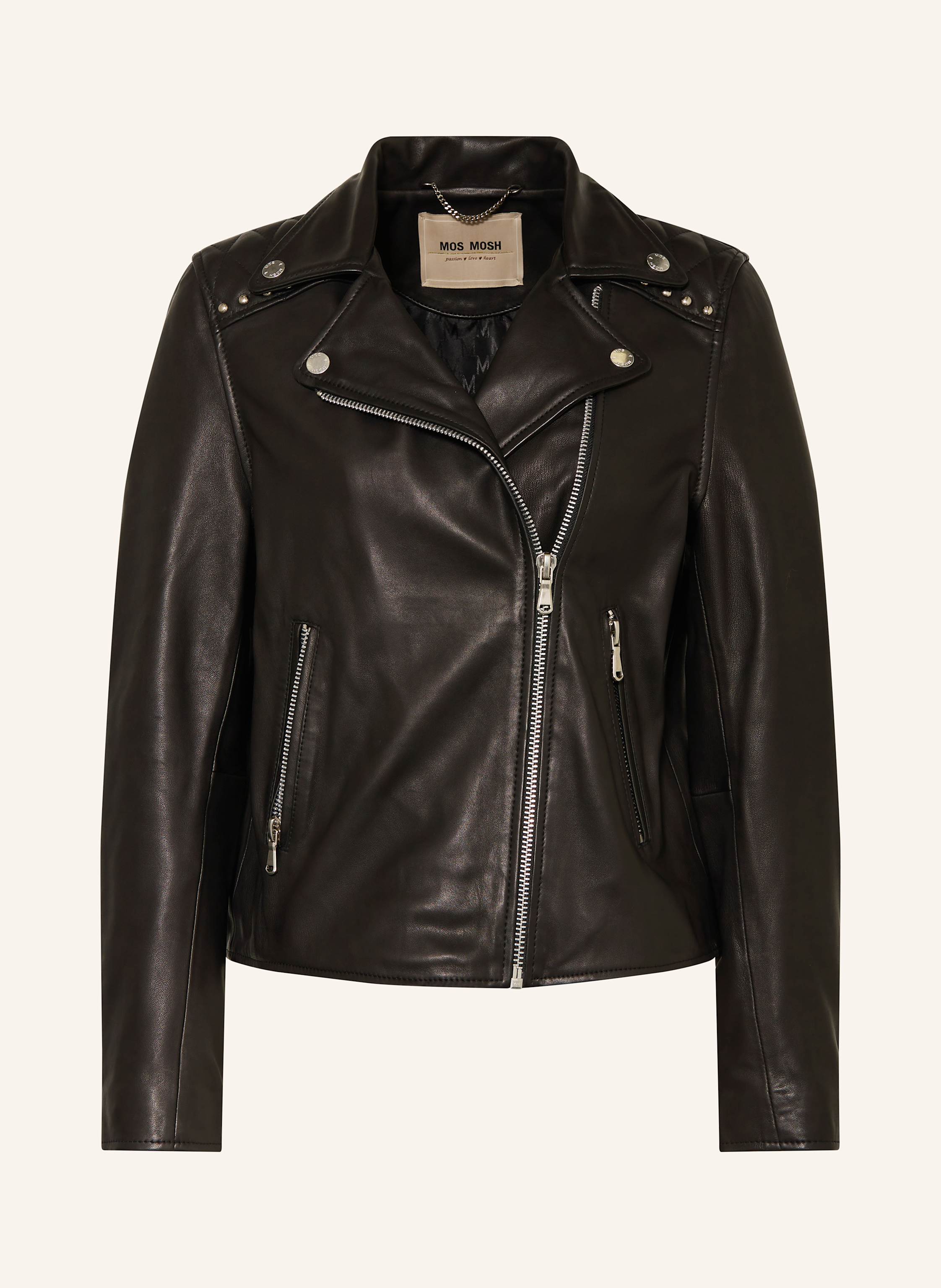 Mos Mosh Lederjacke Mmgoha Mit Nieten schwarz