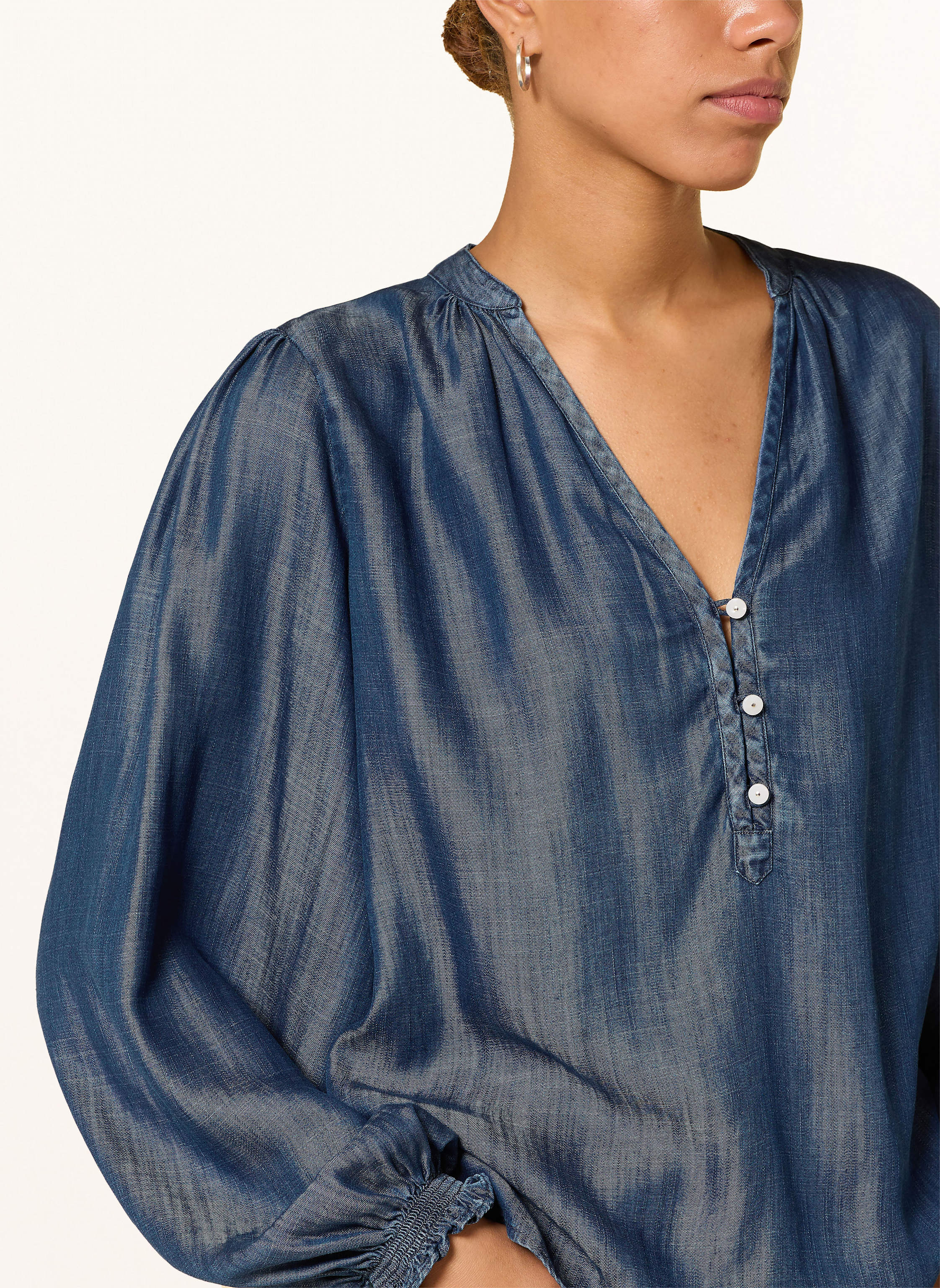 Thumbnail - Mos Mosh Blusenshirt Mmtazzin In Jeansoptik blau