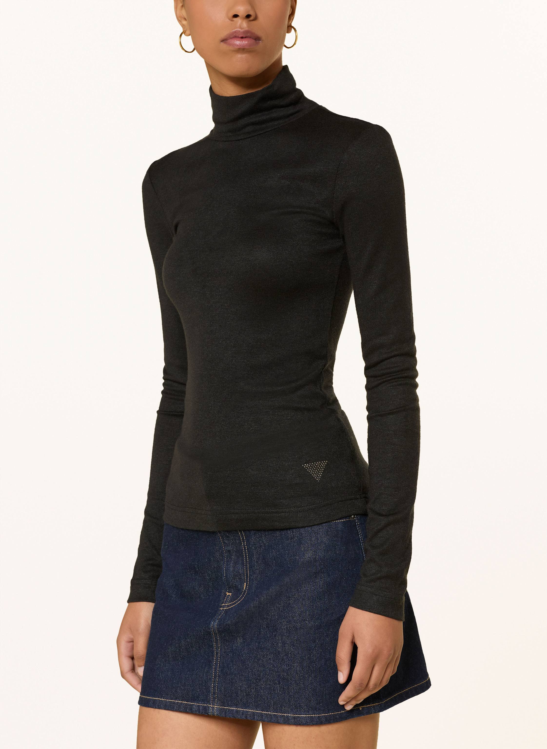 Thumbnail - Guess Longsleeve Licia Mit Schmucksteinen schwarz