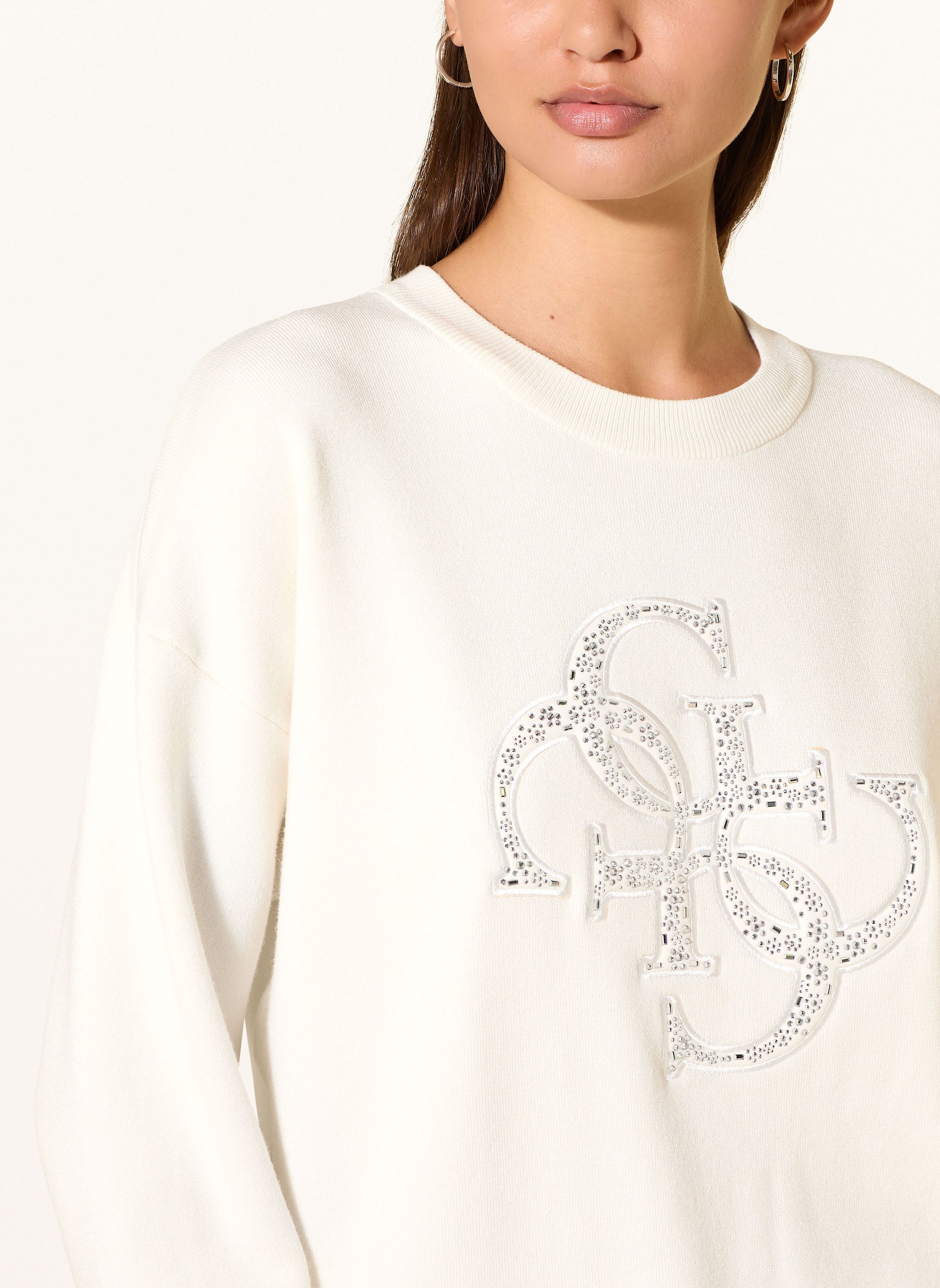 Thumbnail - Guess Sweatshirt Mit Schmucksteinen beige