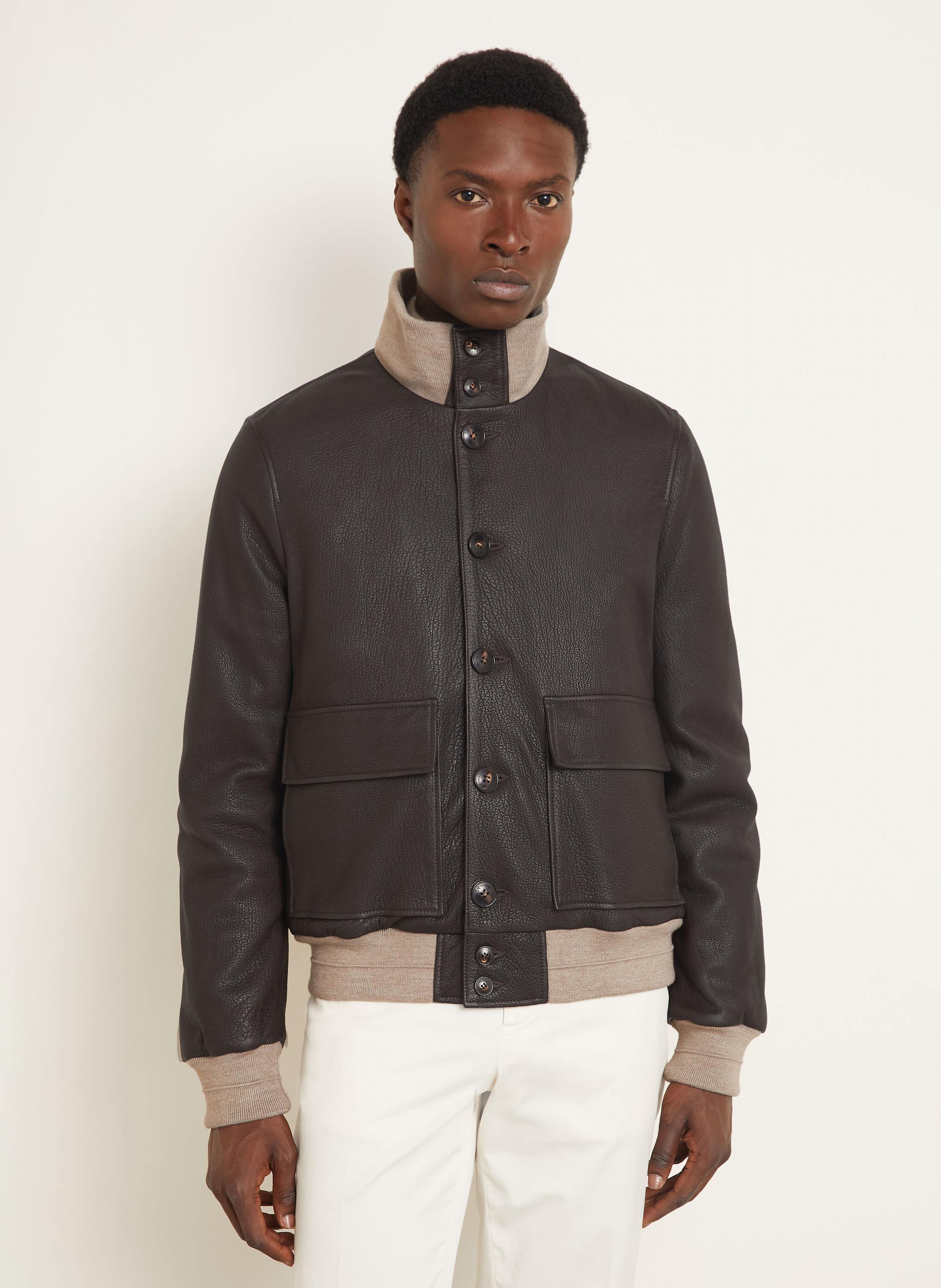 Thumbnail - Manzoni 24 Lederjacke braun