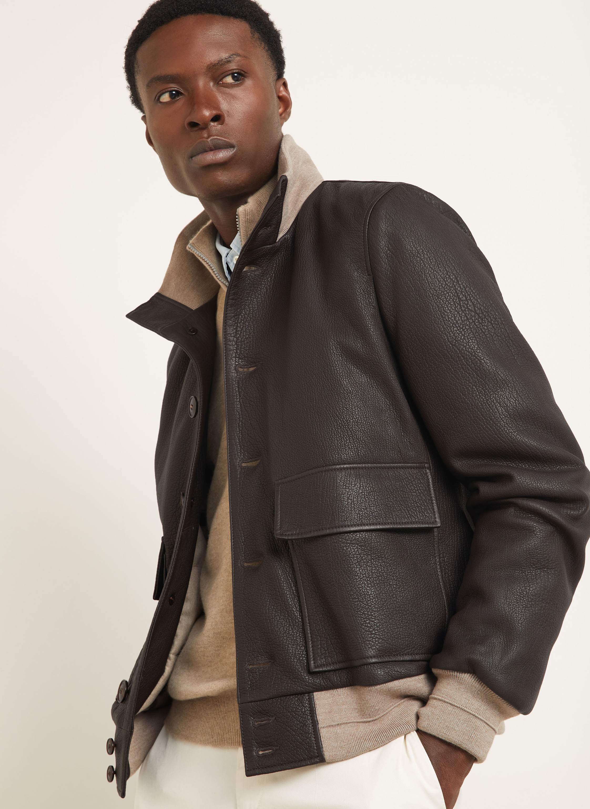 Thumbnail - Manzoni 24 Lederjacke braun