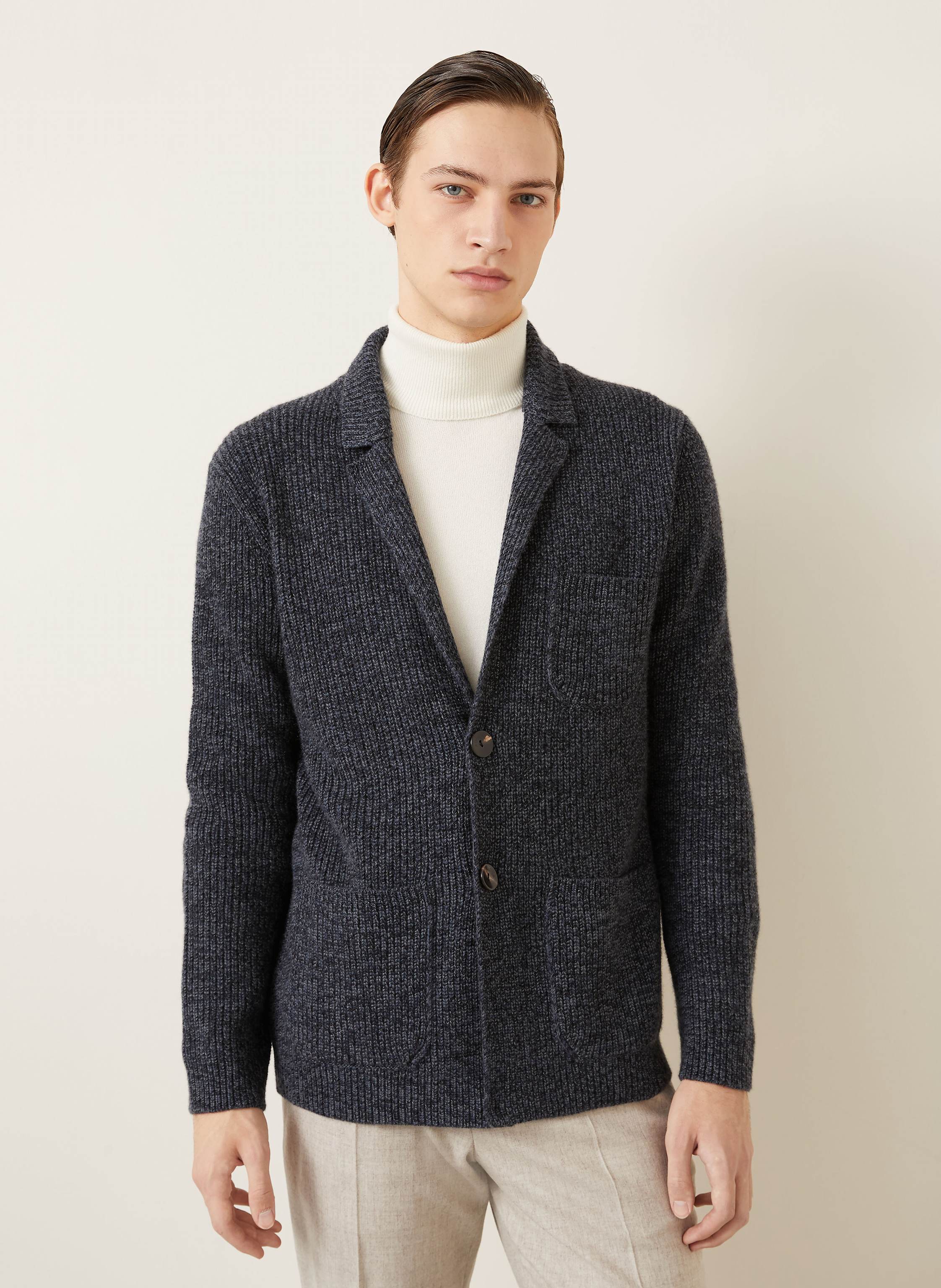 Thumbnail - Agnona Stricksakko Regular Fit Aus Cashmere blau