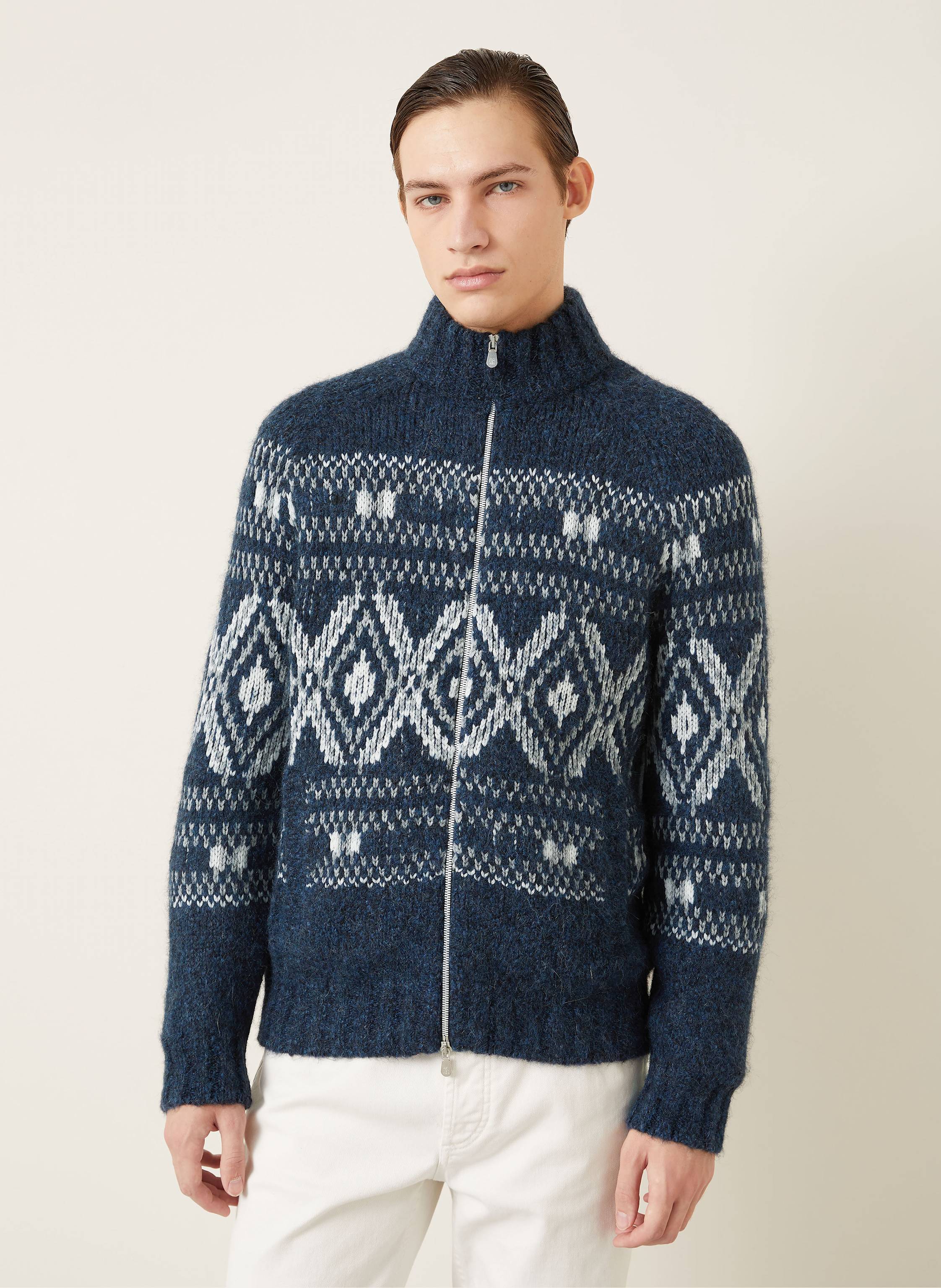 Thumbnail - Brunello Cucinelli Strickjacke Aus Alpaka blau