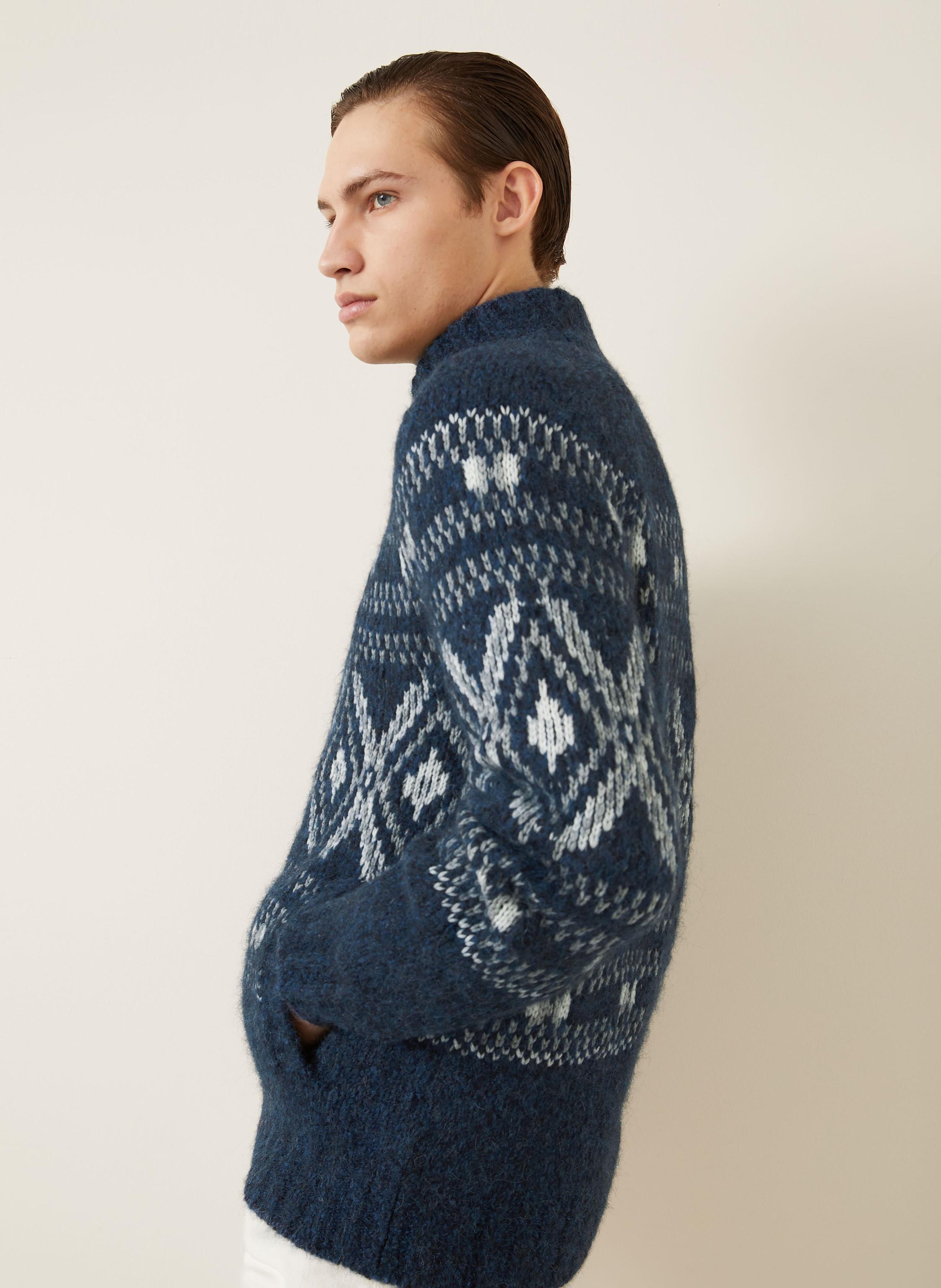 Thumbnail - Brunello Cucinelli Strickjacke Aus Alpaka blau