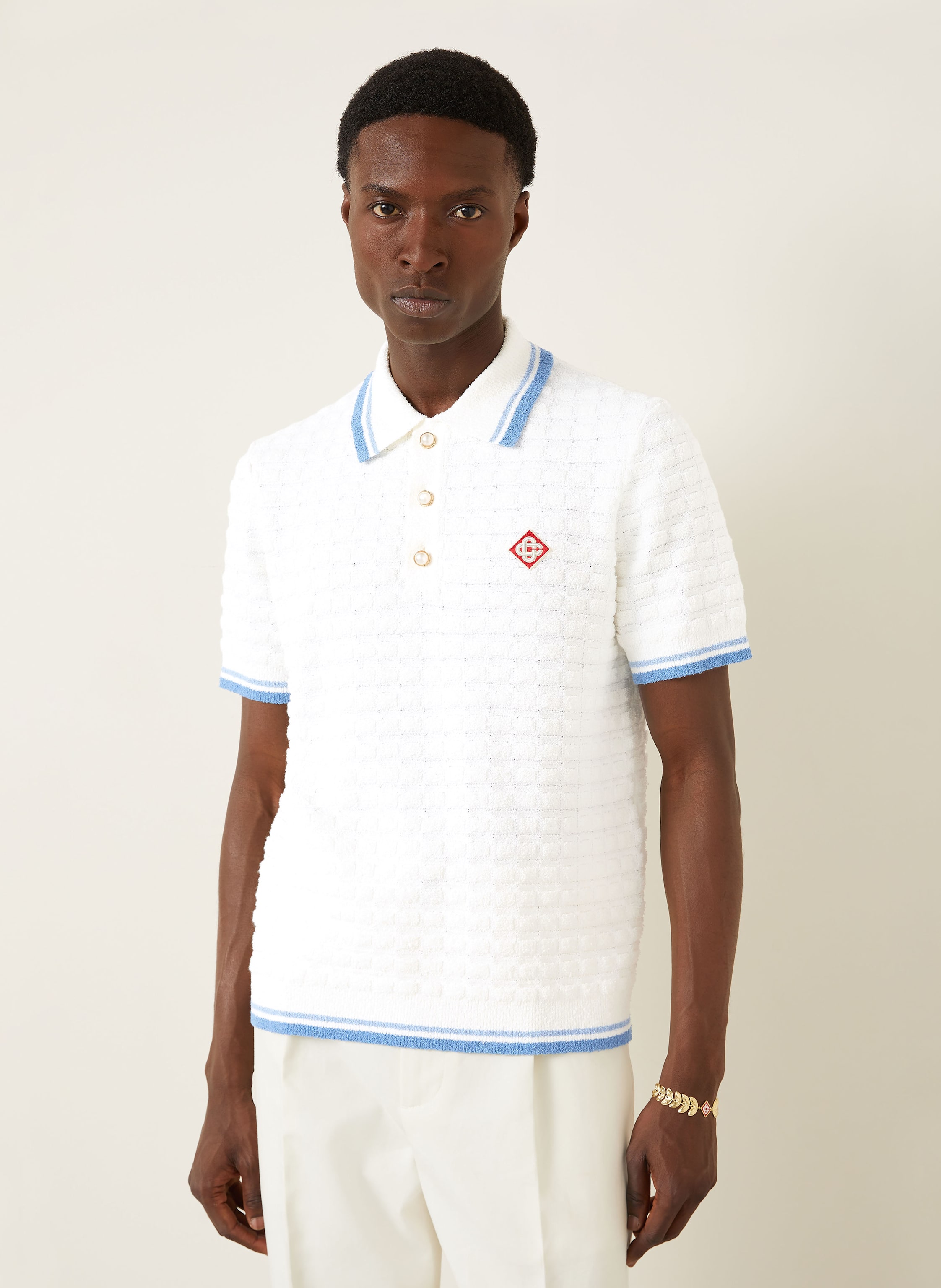 Thumbnail - Casablanca Frottee-Poloshirt Slim Fit weiss