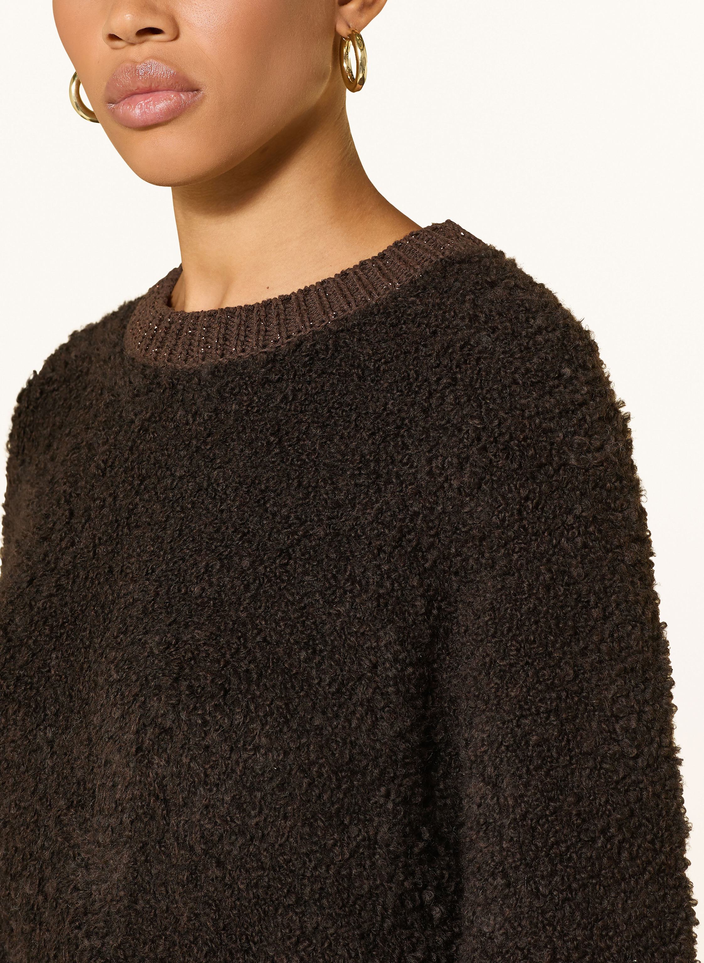 Thumbnail - Rich & Royal Bouclé-Pullover Mit 3/4-Arm Und Glitzergarn braun