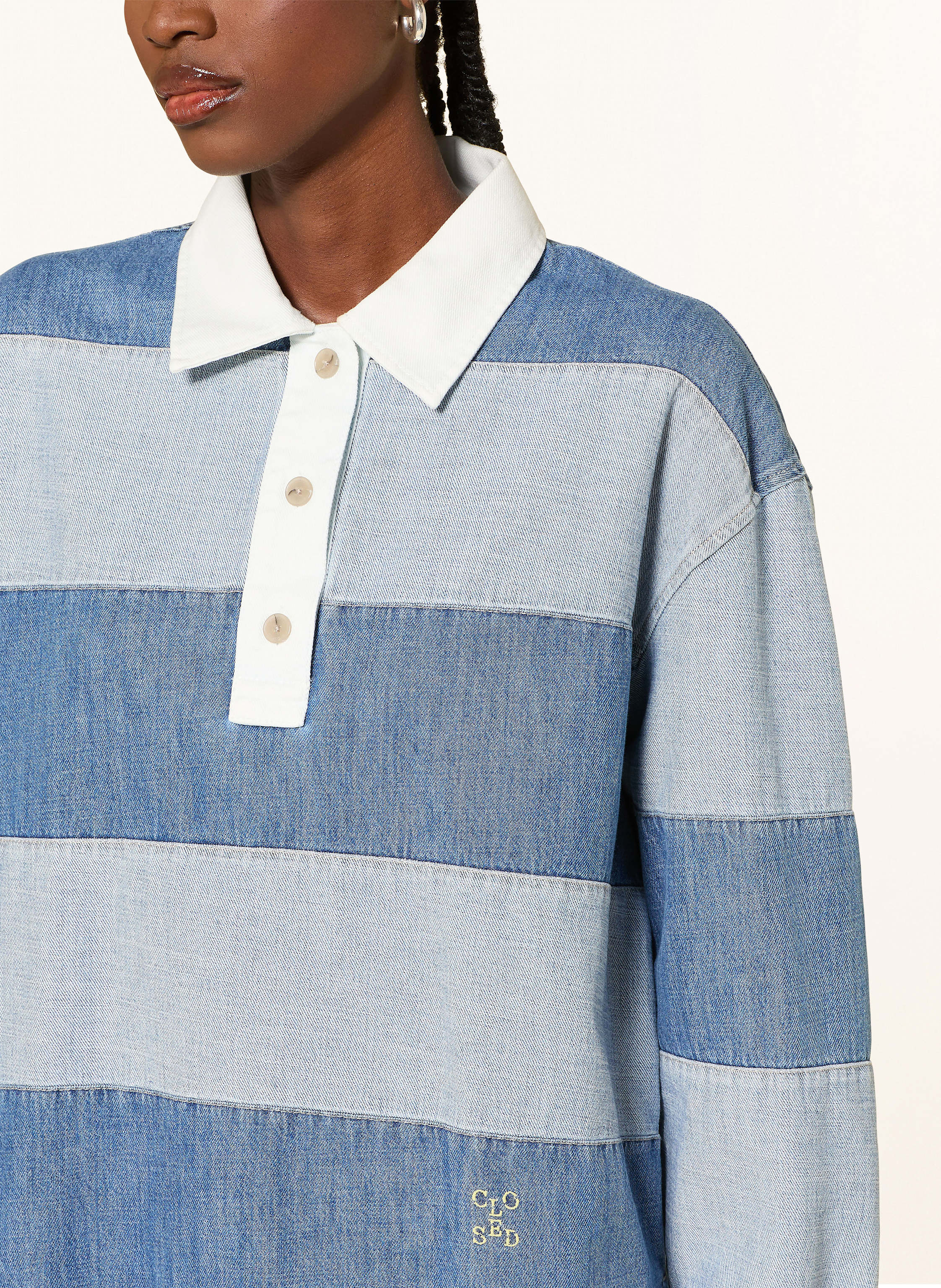 Thumbnail - Closed Jeans-Rugbyshirt blau