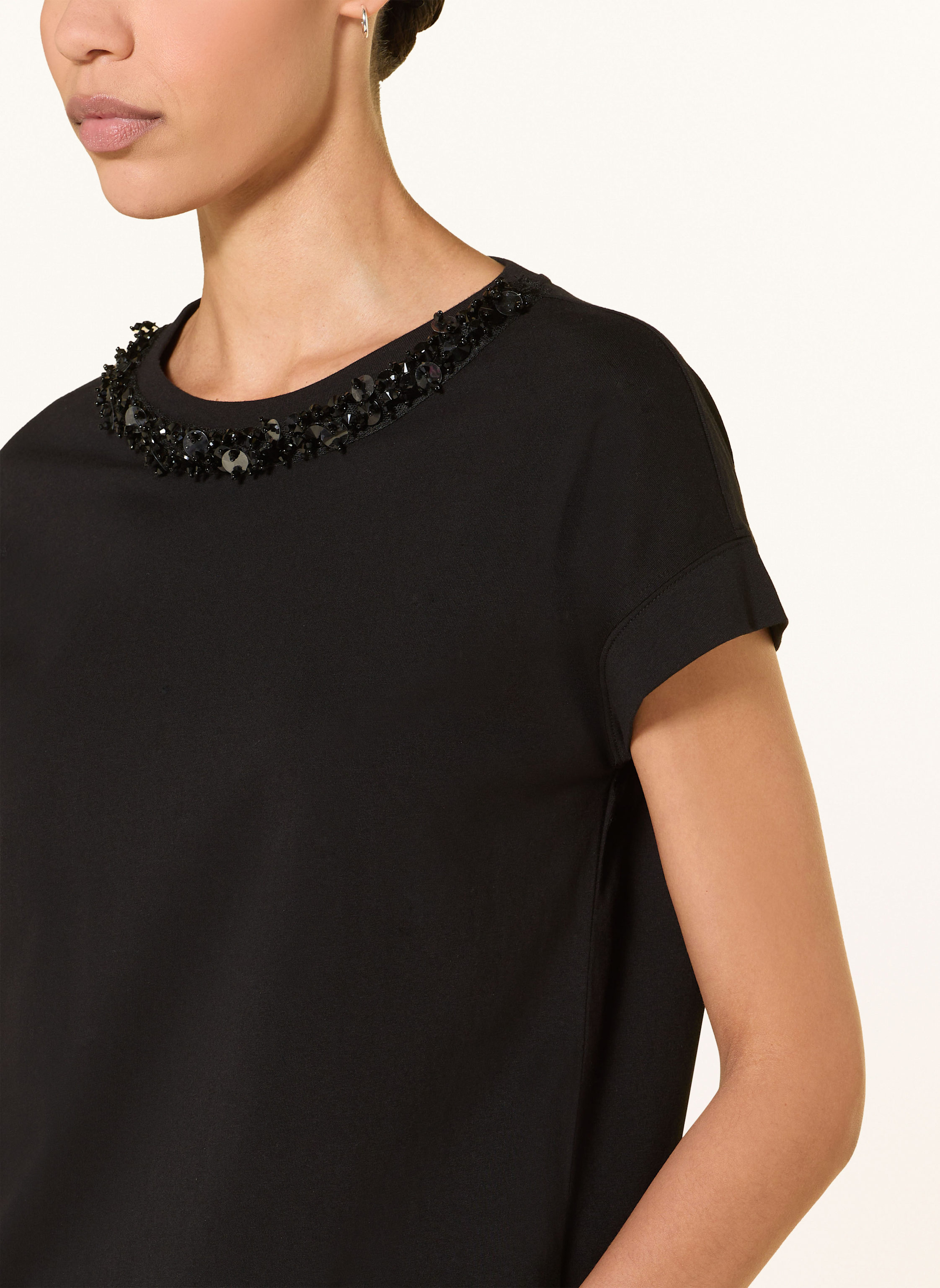 Thumbnail - Luisa Cerano T-Shirt Mit Pailletten Und Schmucksteinen schwarz