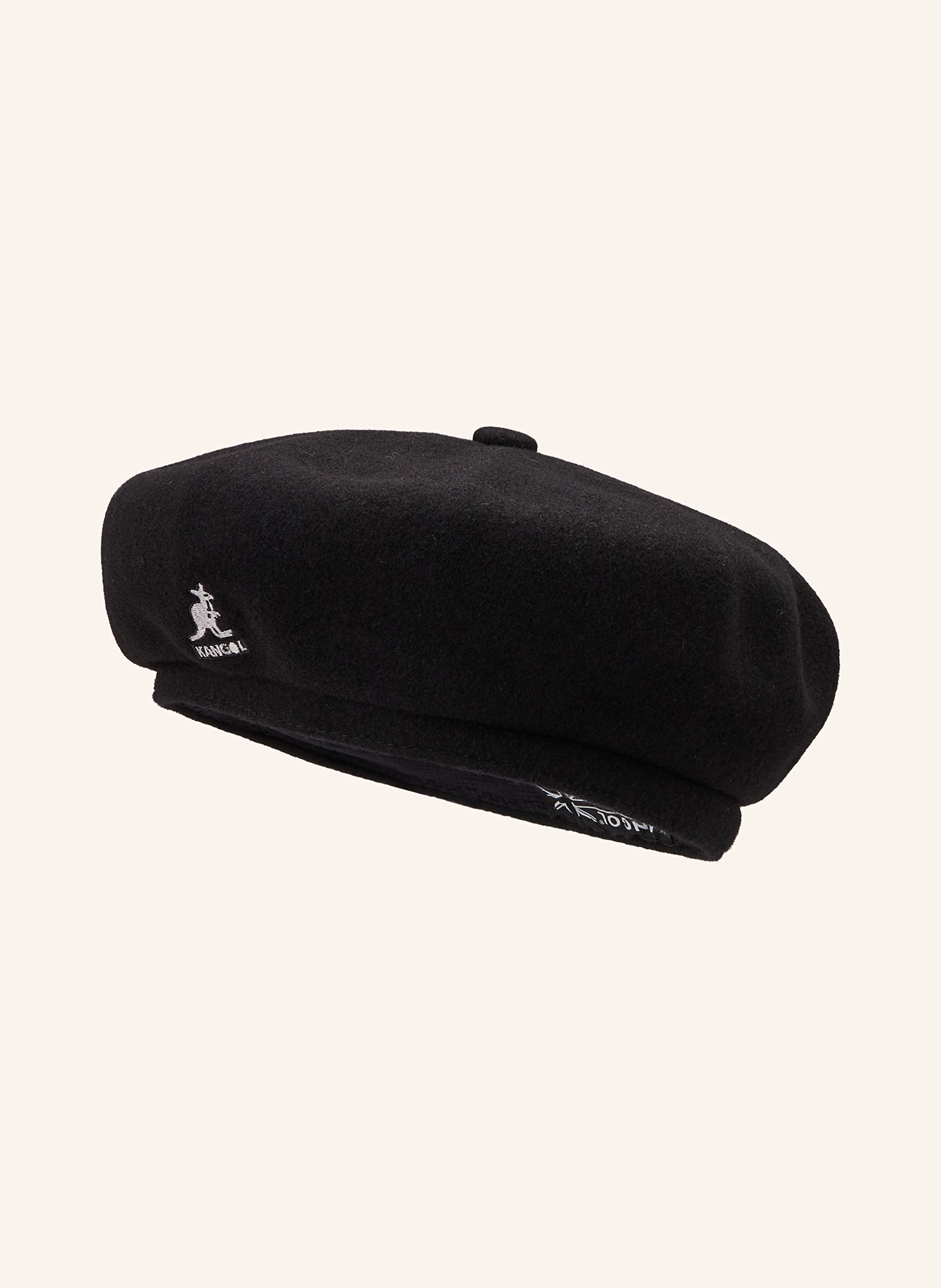 Kangol Pop Gingham Jax Baskenmütze – Mahagoni/Hafer, Strick-Jacquard, Sommer-Mütze