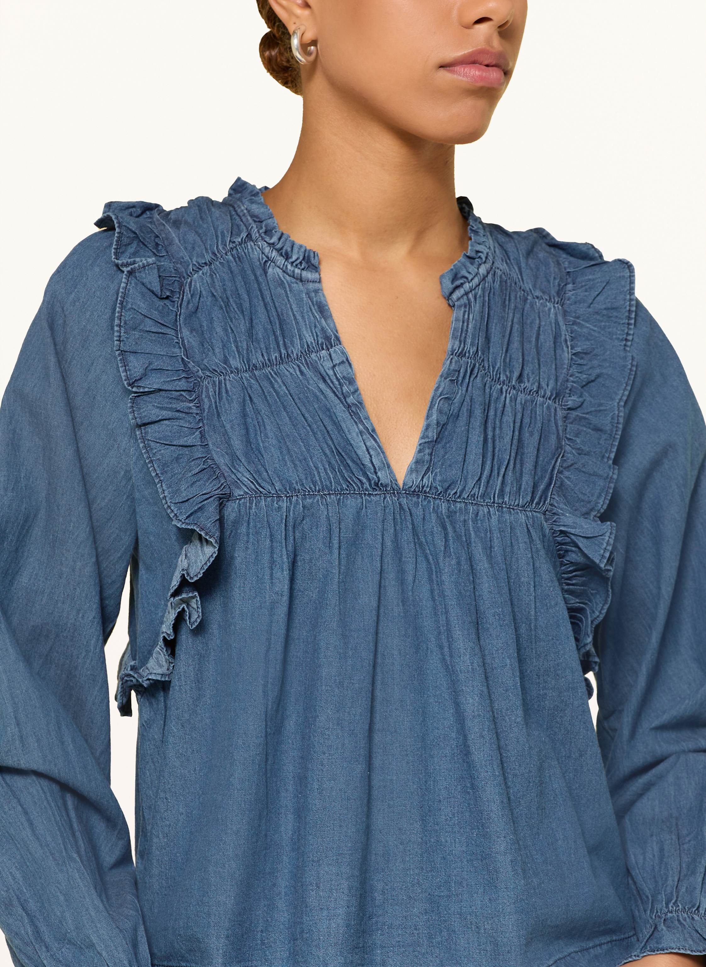 Thumbnail - Neo Noir Jeansbluse Janis Mit Rüschen blau