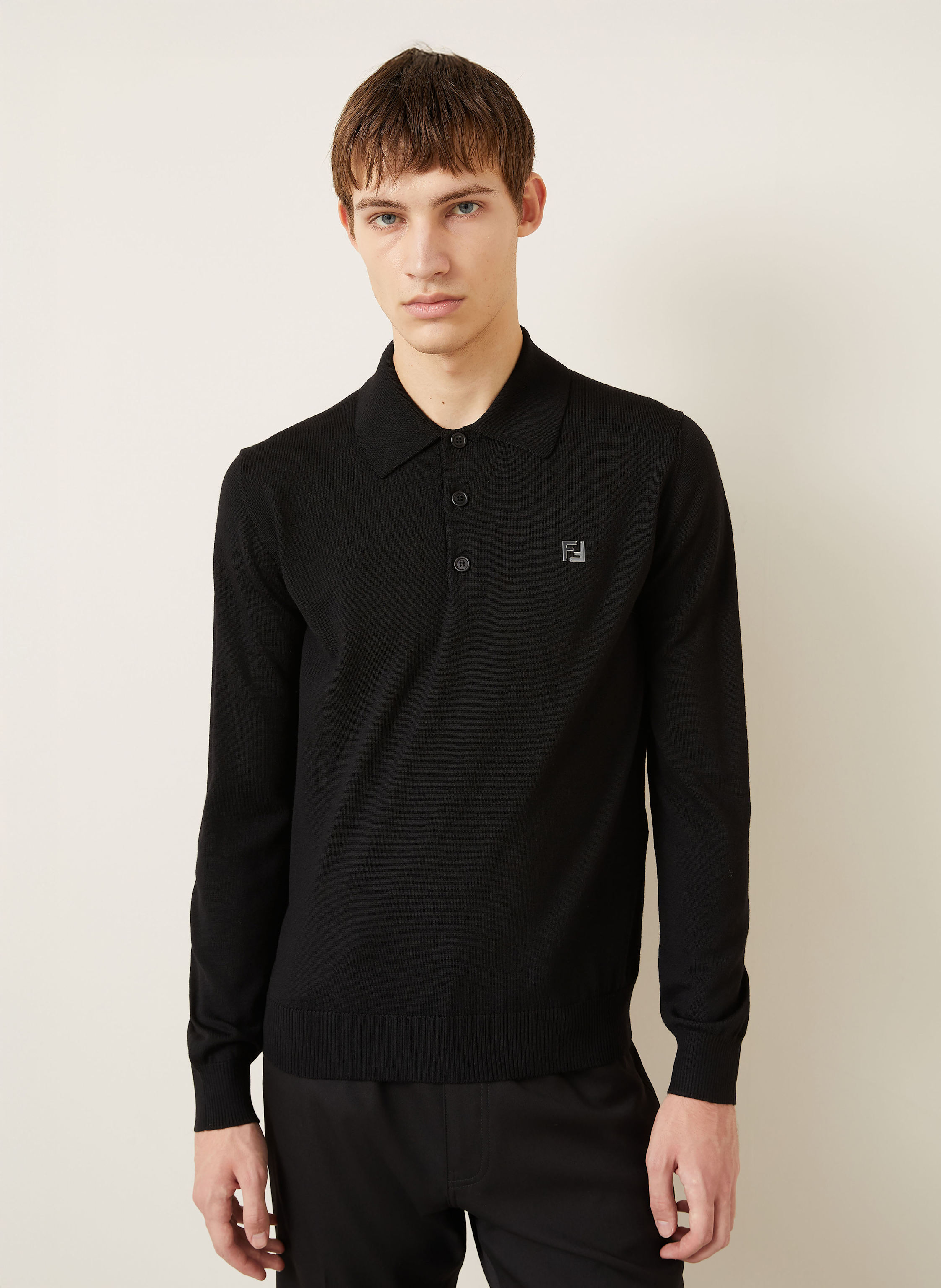 Thumbnail - Fendi Strick-Poloshirt schwarz