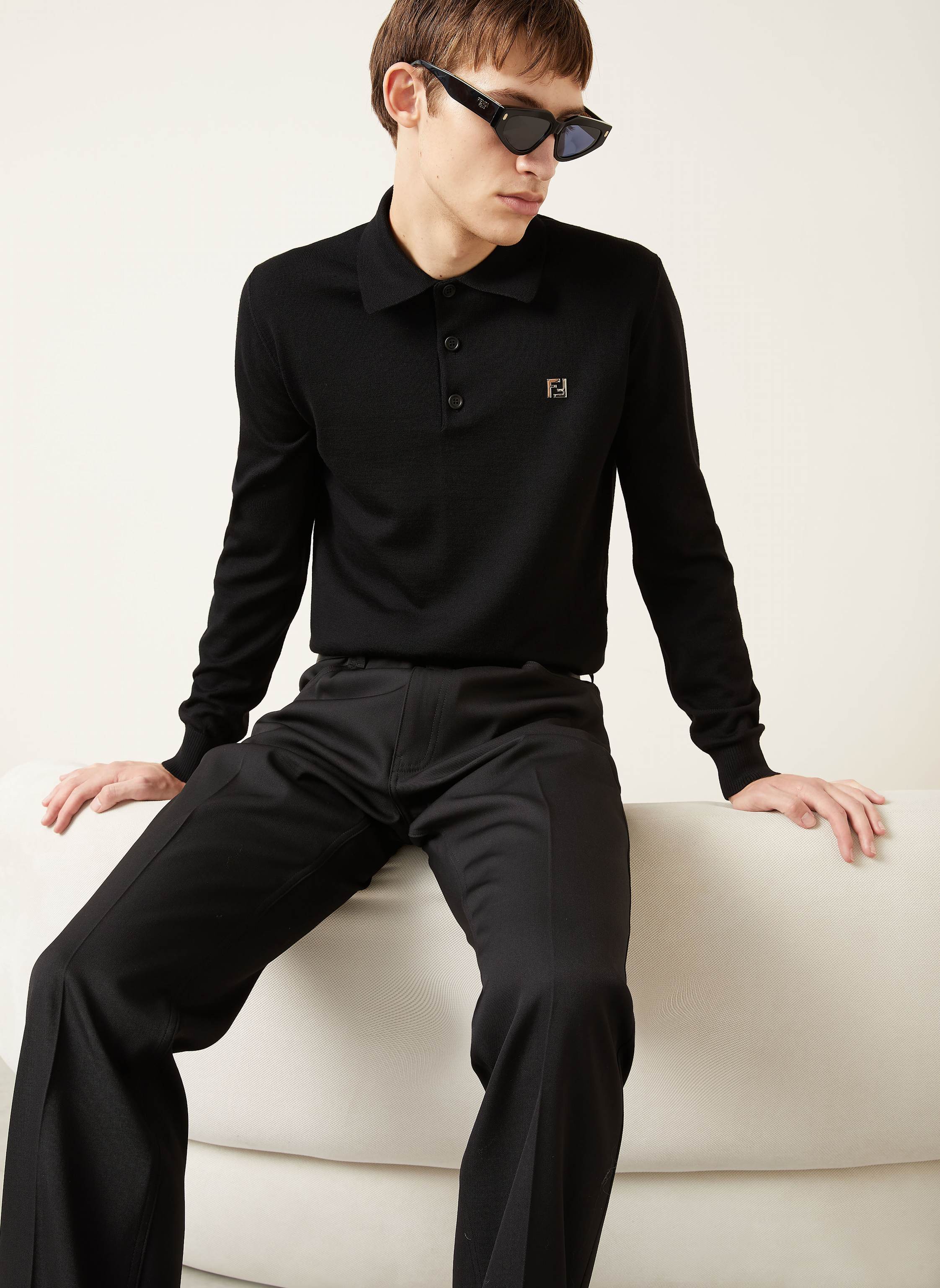 Thumbnail - Fendi Strick-Poloshirt schwarz