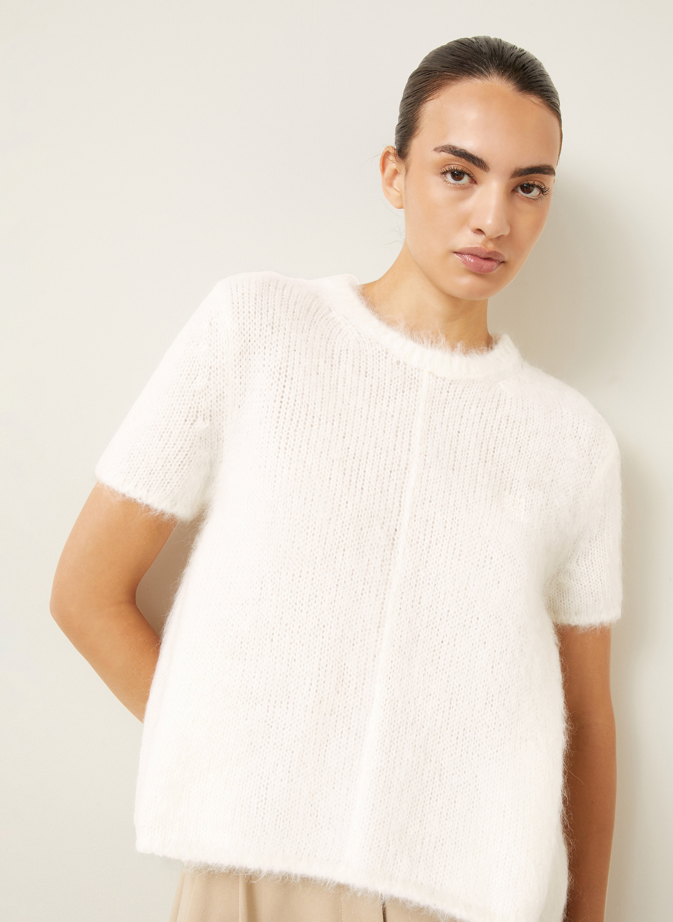 Thumbnail - Loewe Strickshirt Mit Mohair weiss