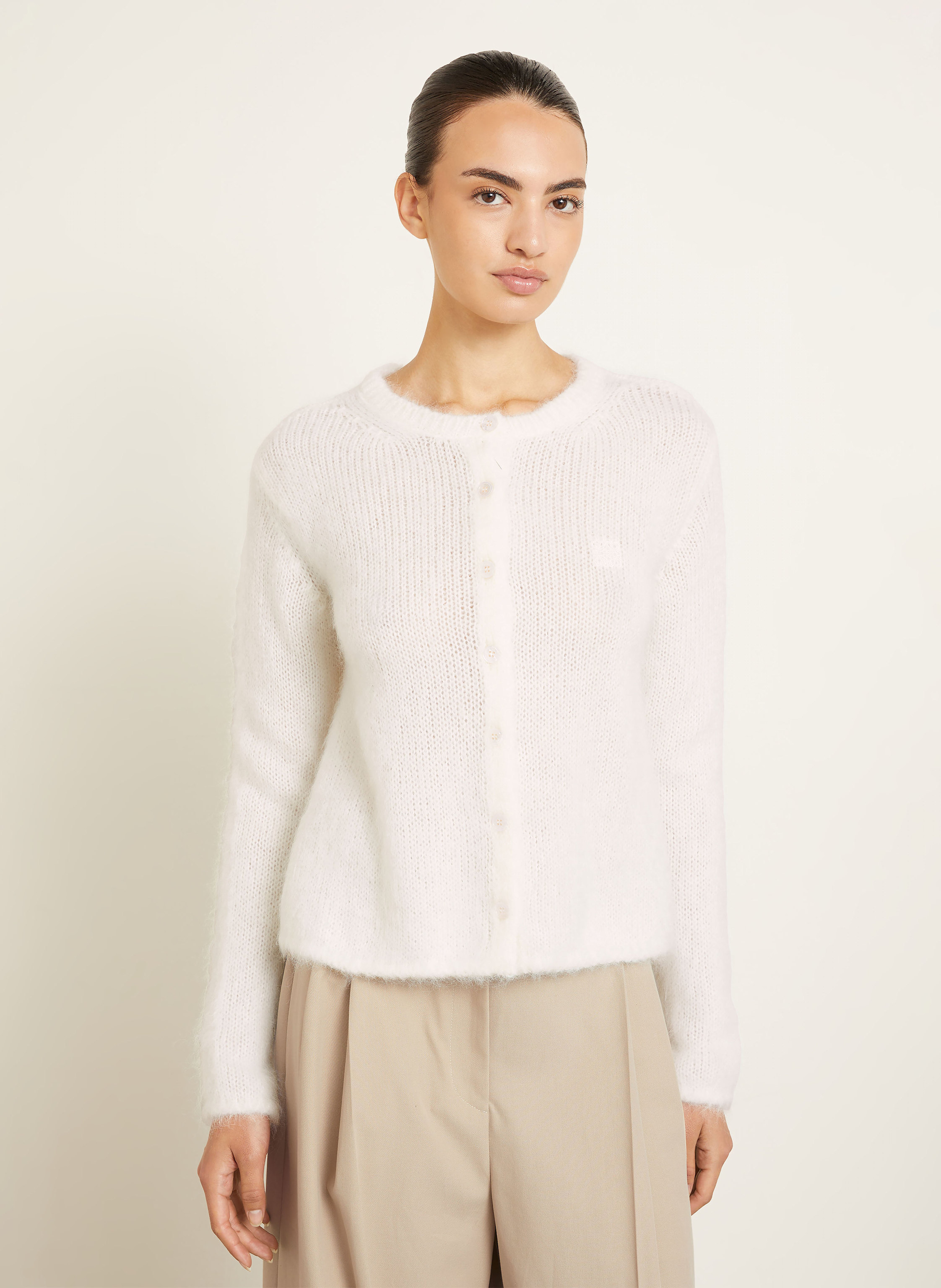 Thumbnail - Loewe Strickjacke Mit Mohair weiss