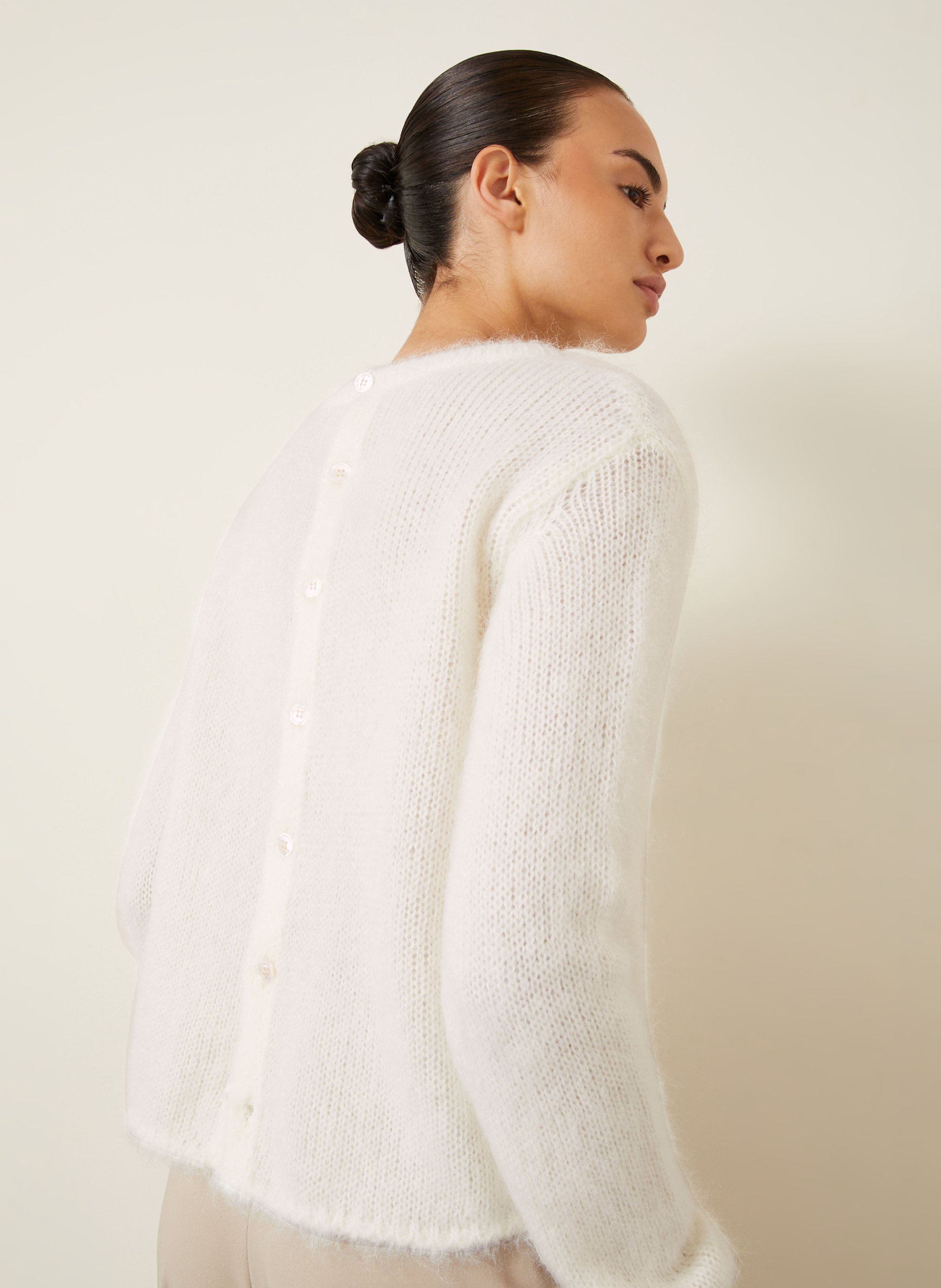 Thumbnail - Loewe Strickjacke Mit Mohair weiss