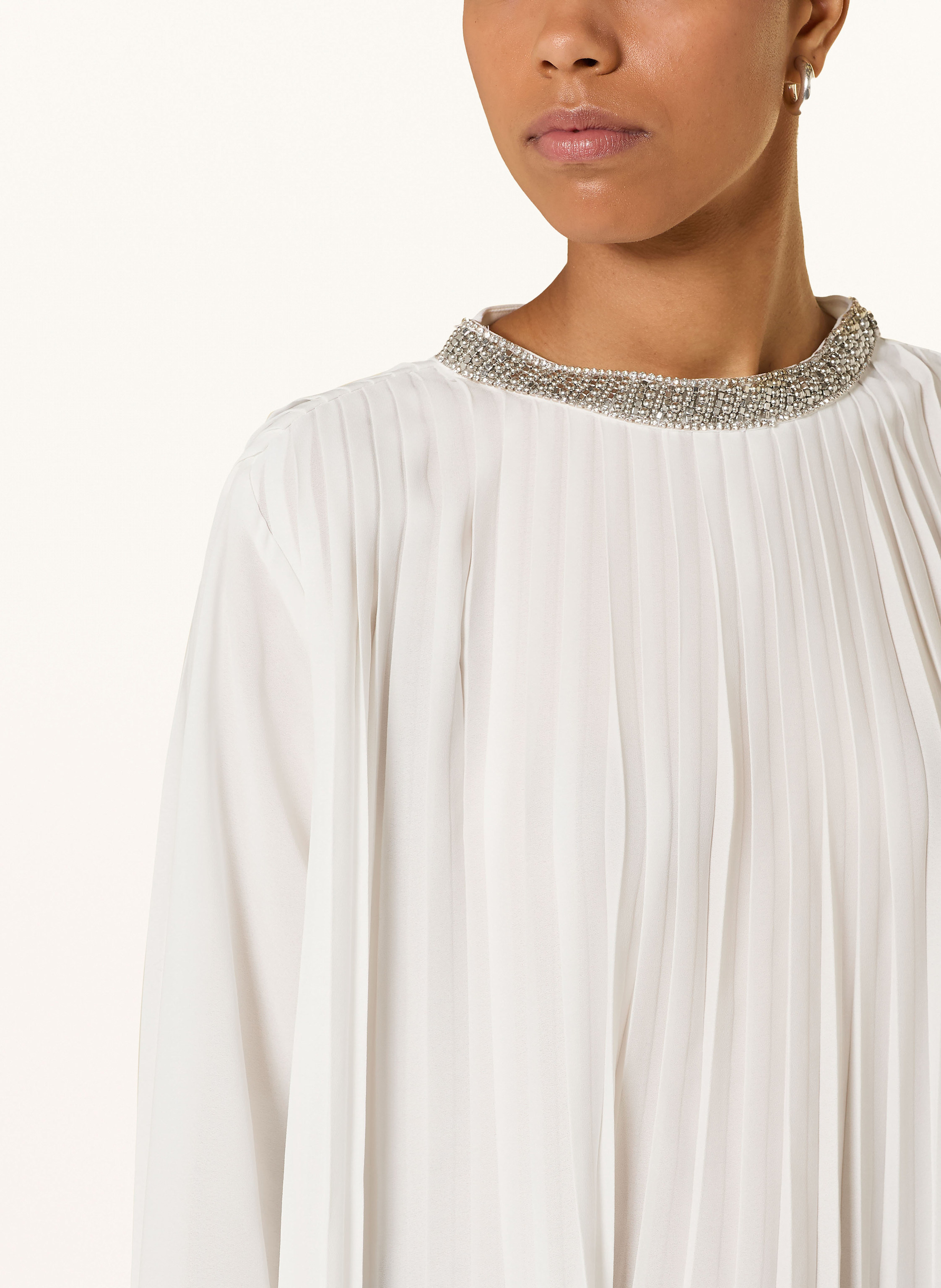 Thumbnail - More & More Blusenshirt Mit Plissees Und Schmucksteinen weiss