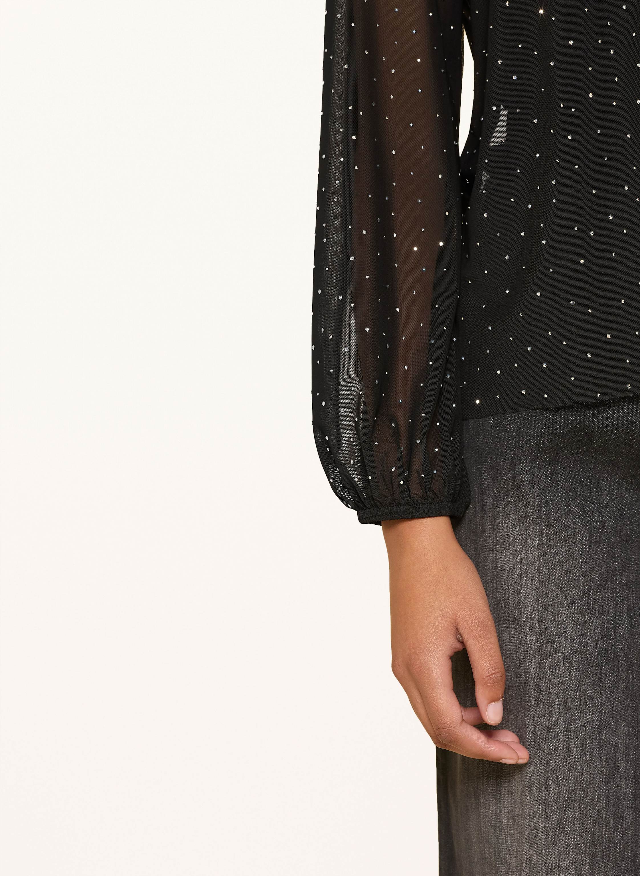 Thumbnail - More & More Schluppenbluse Aus Mesh Mit Schmucksteinen schwarz