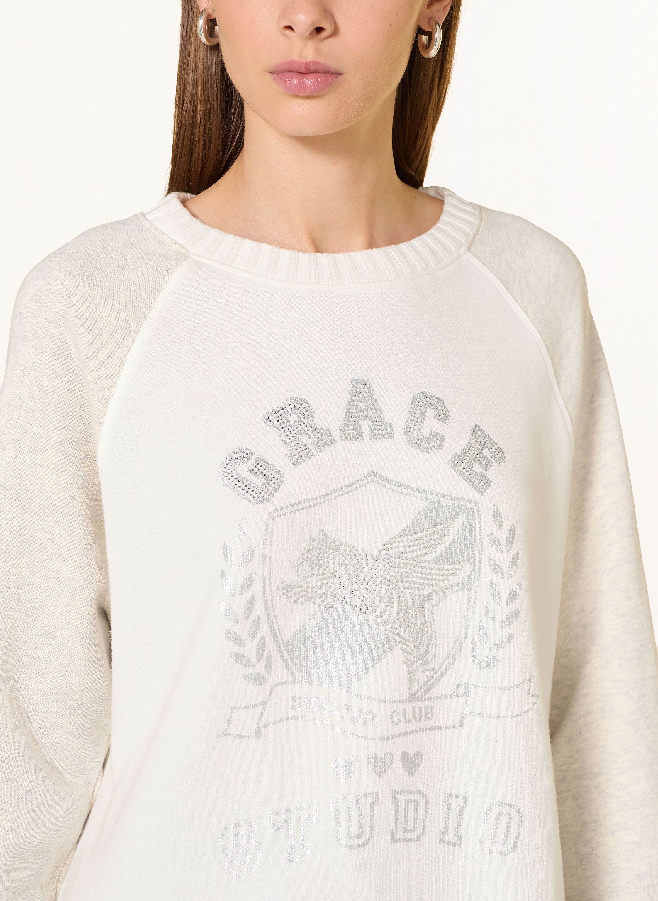 Thumbnail - Grace Sweatshirt Mit Schmucksteinen weiss