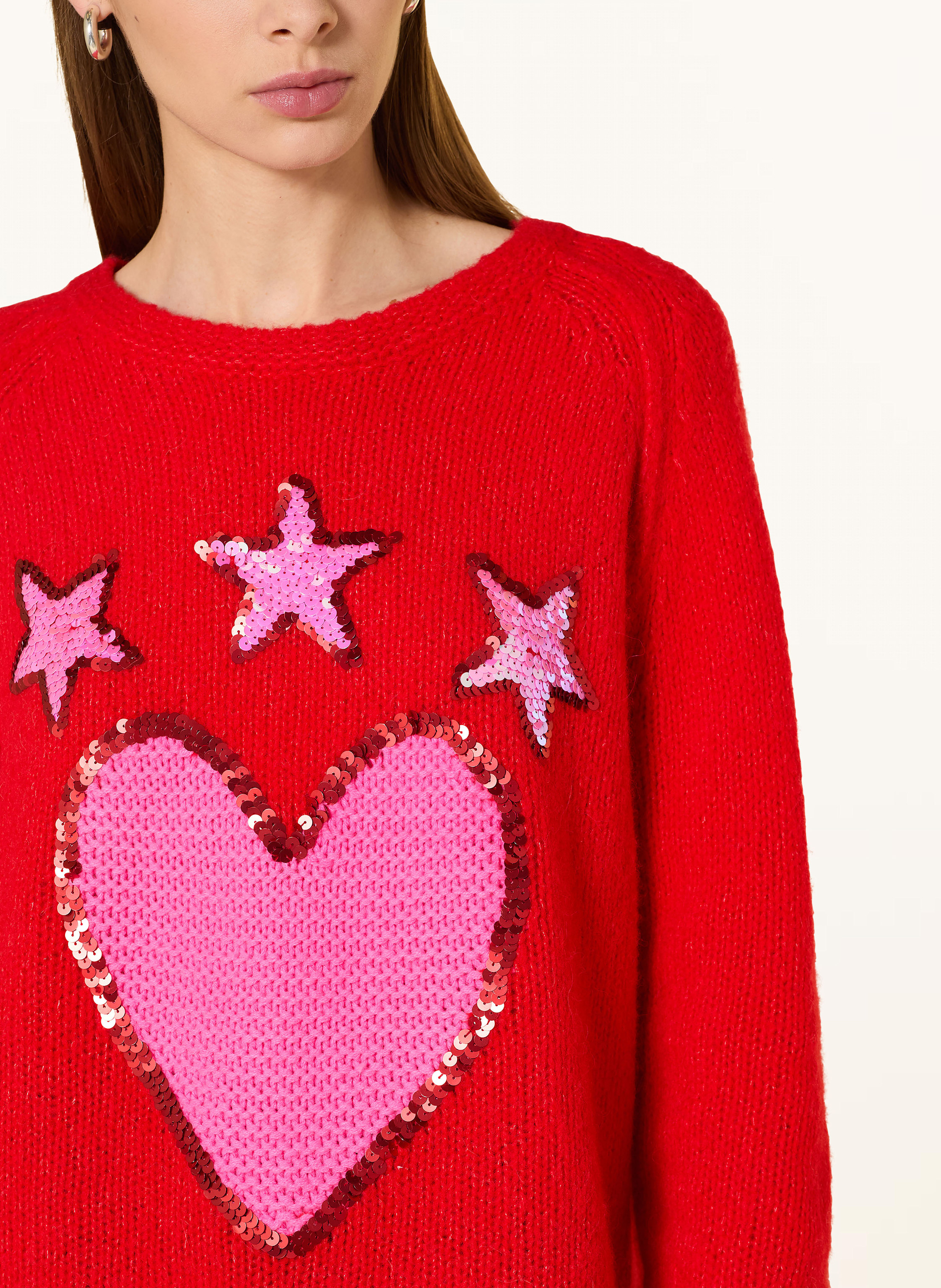 Thumbnail - Grace Pullover Mit Pailletten rot