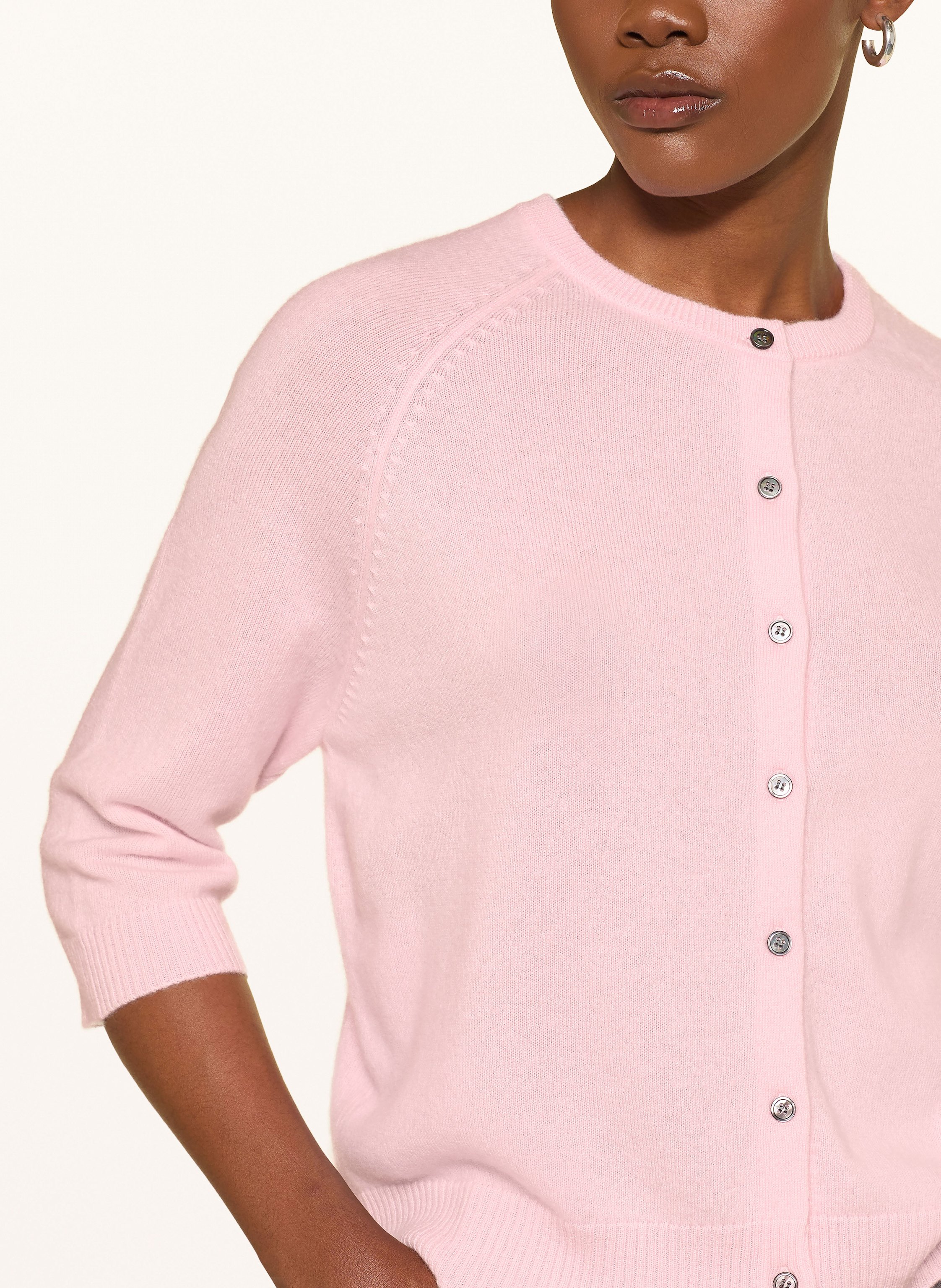 Thumbnail - Lilienfels Strickjacke Aus Cashmere Mit 3/4-Arm rosa