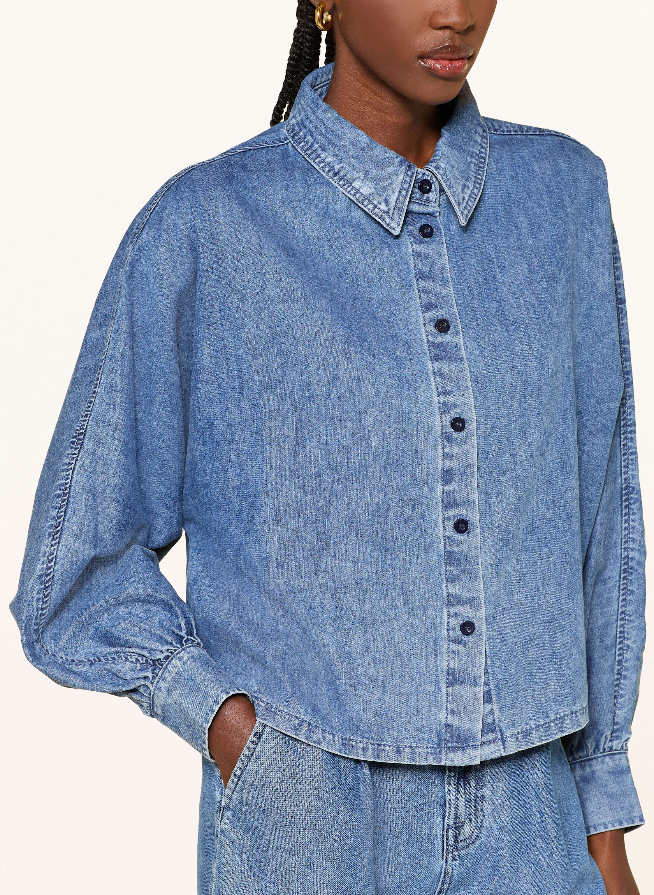 Thumbnail - Mrs & Hugs Jeansbluse blau