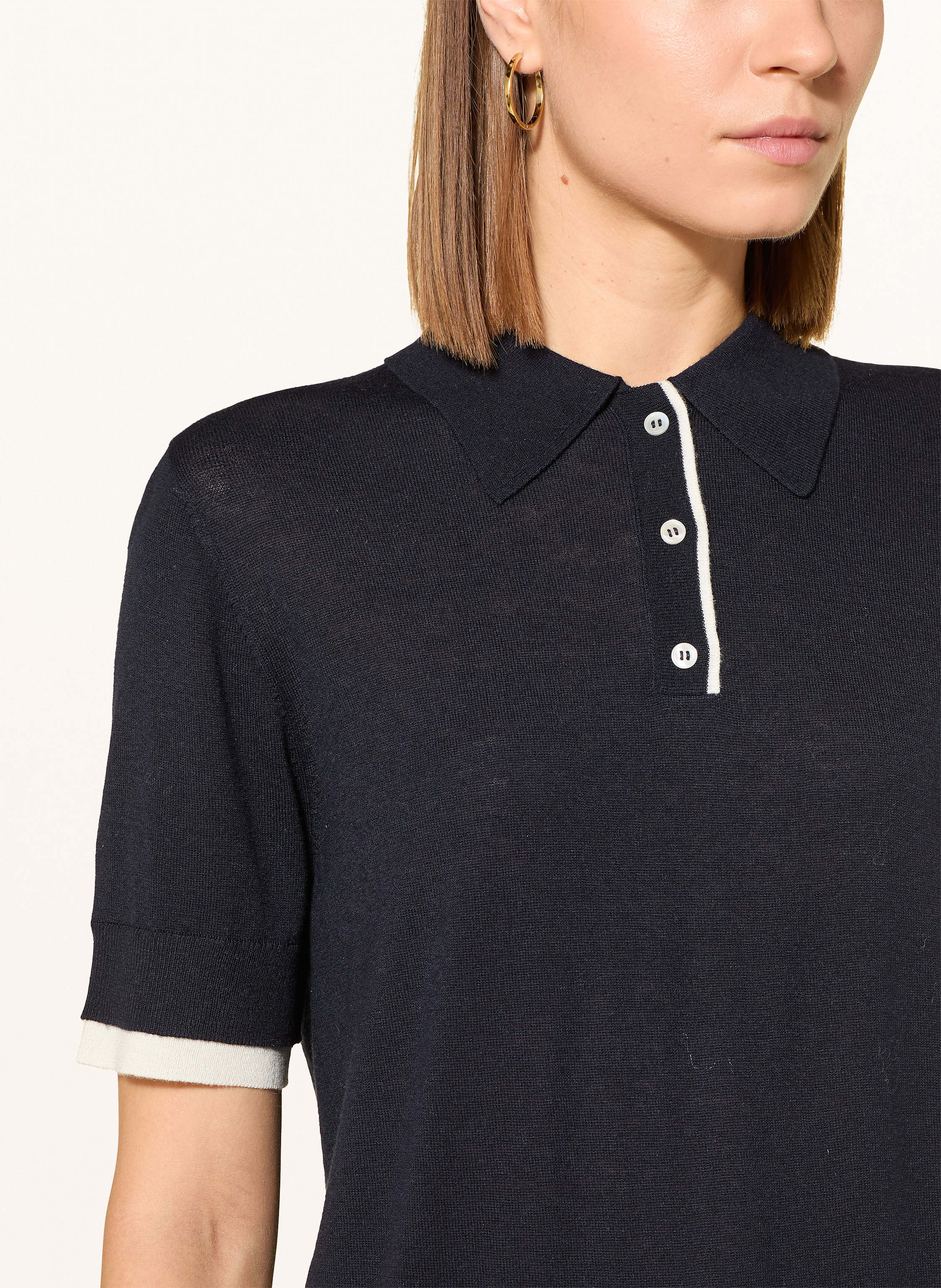 Thumbnail - Darling Harbour Strick-Poloshirt blau