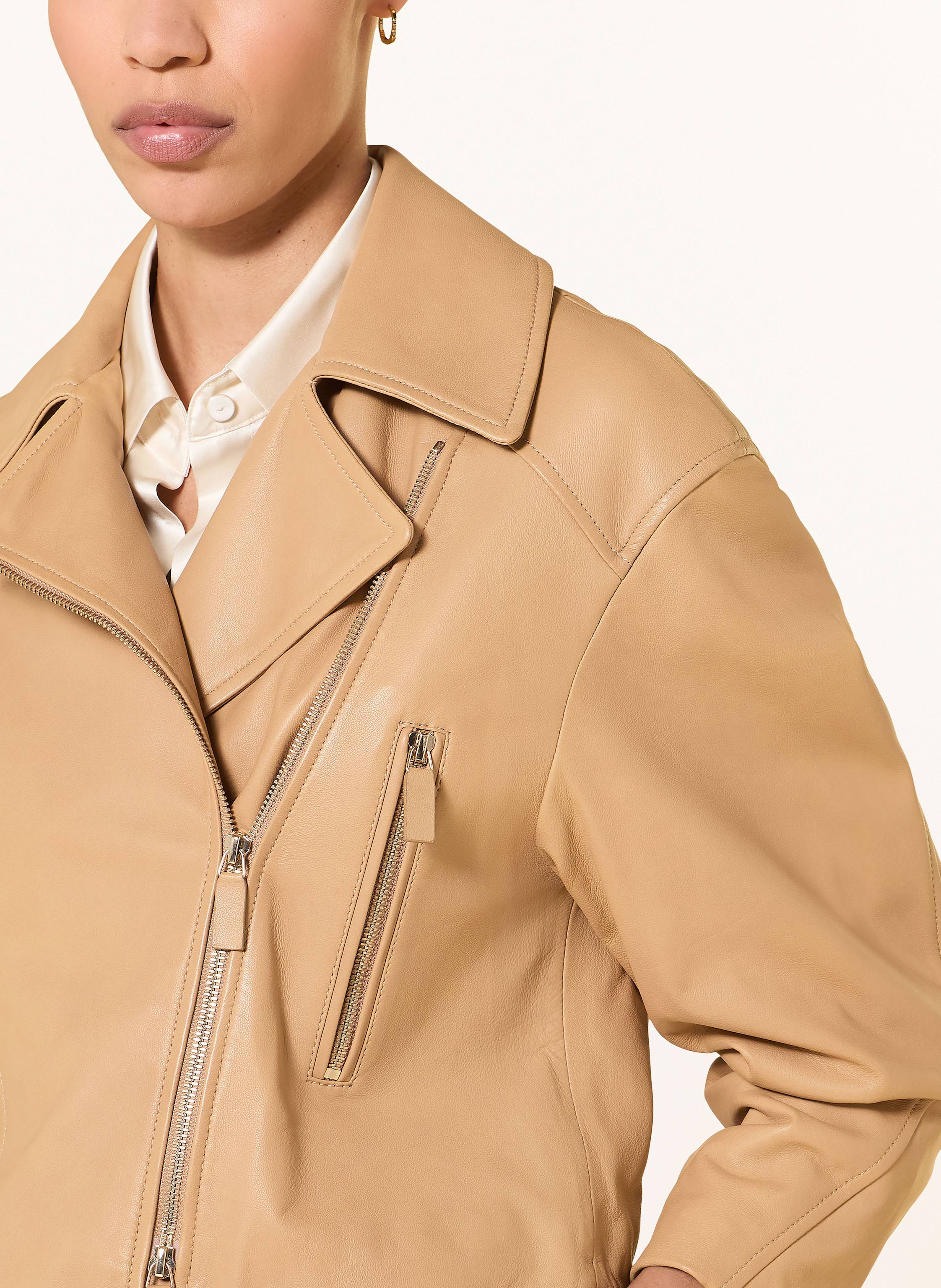 Thumbnail - Luisa Cerano Lederjacke beige