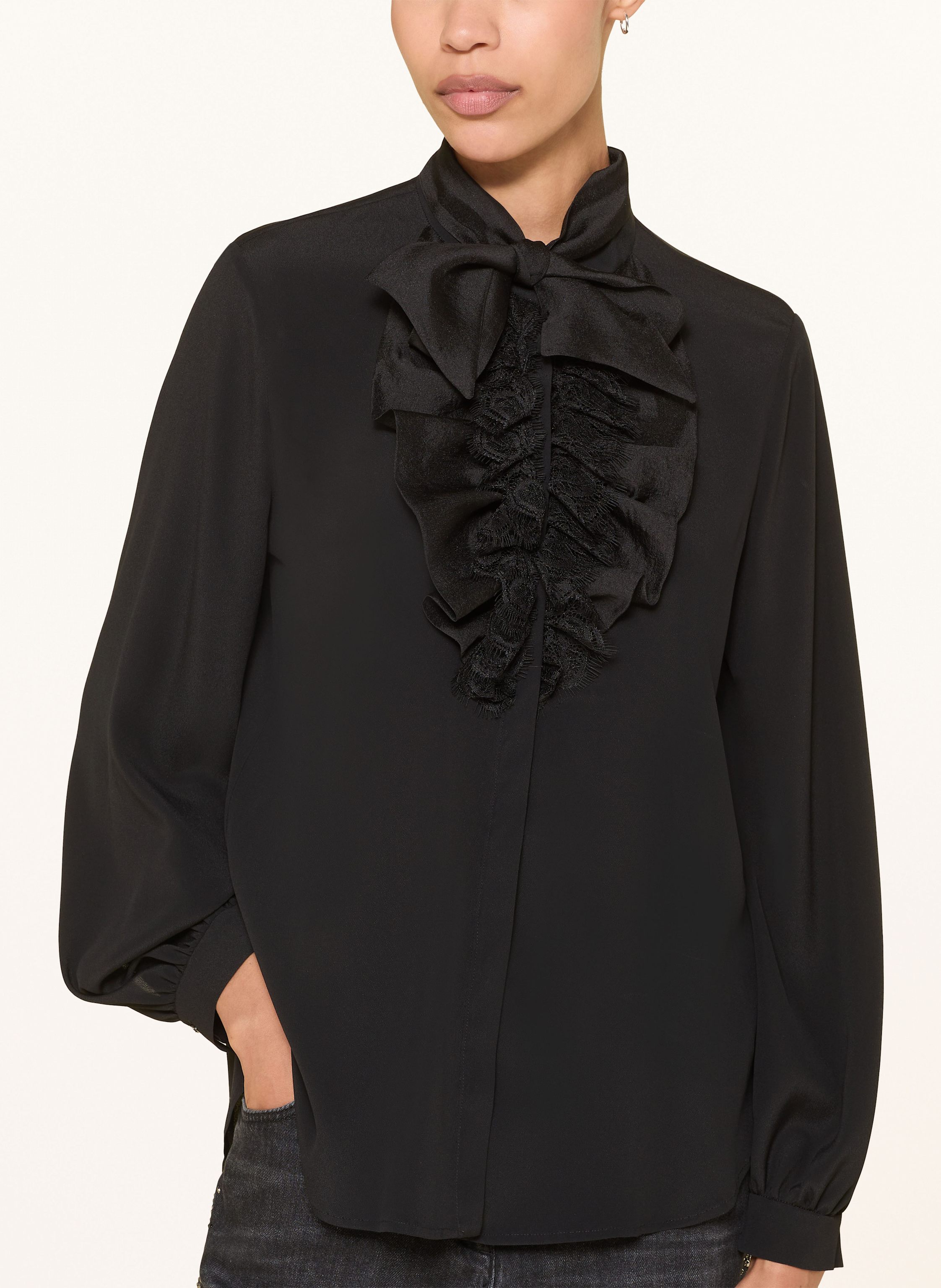 Thumbnail - Luisa Cerano Bluse Mit Seide Und Abnehmbarer Schluppe schwarz