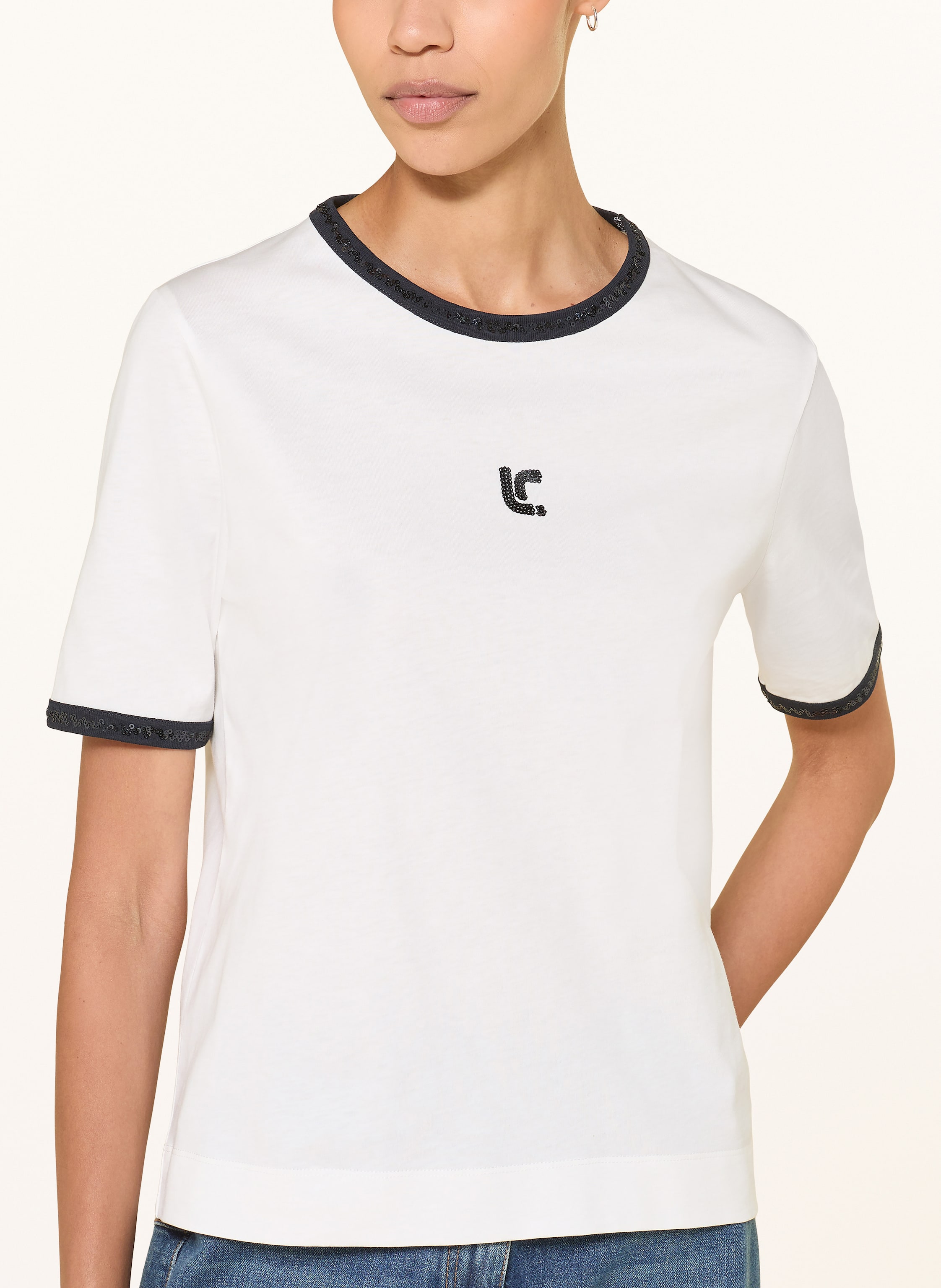 Thumbnail - Luisa Cerano T-Shirt Mit Pailletten weiss