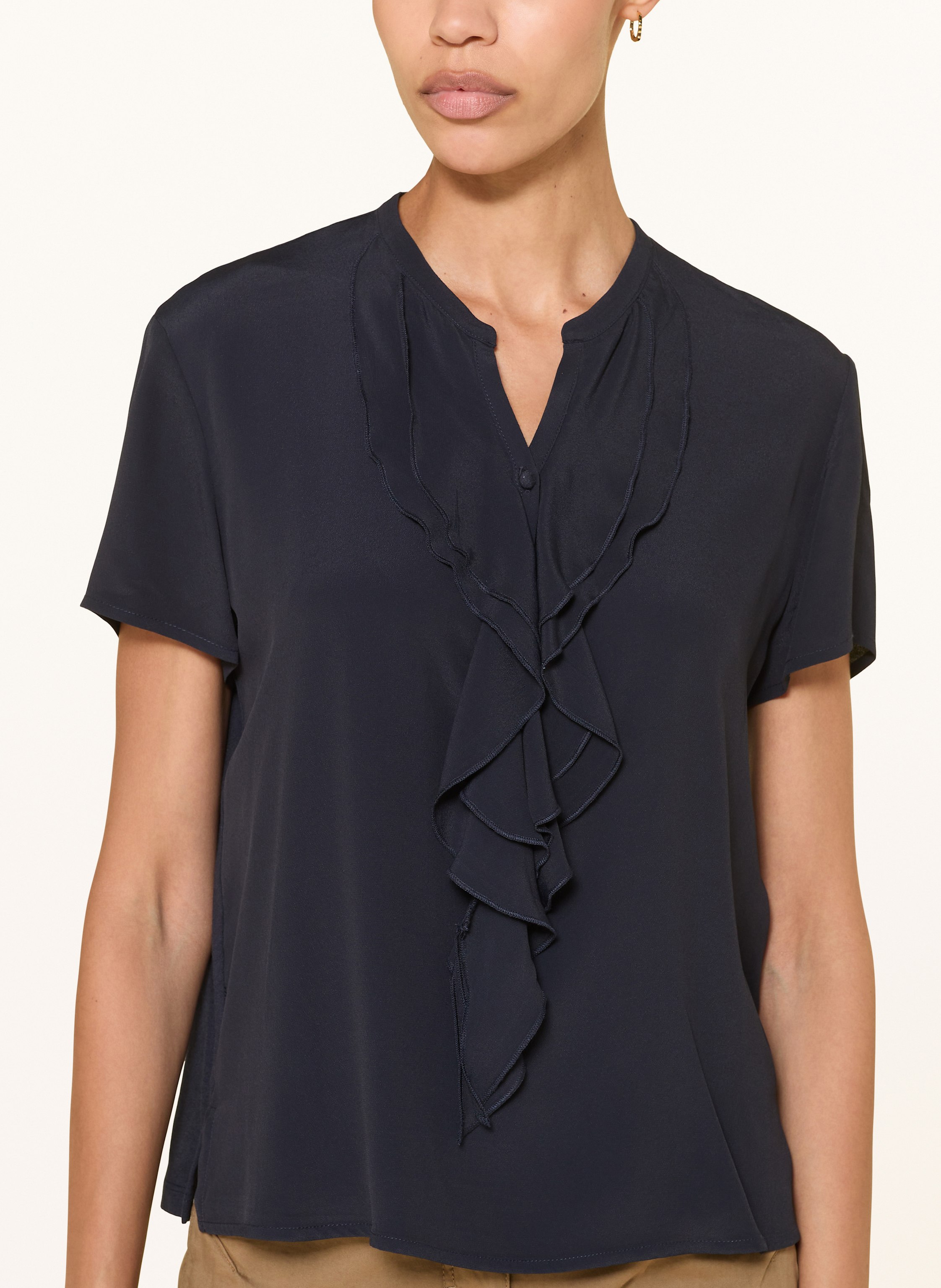 Thumbnail - Luisa Cerano Blusenshirt Im Materialmix Mit Seide blau