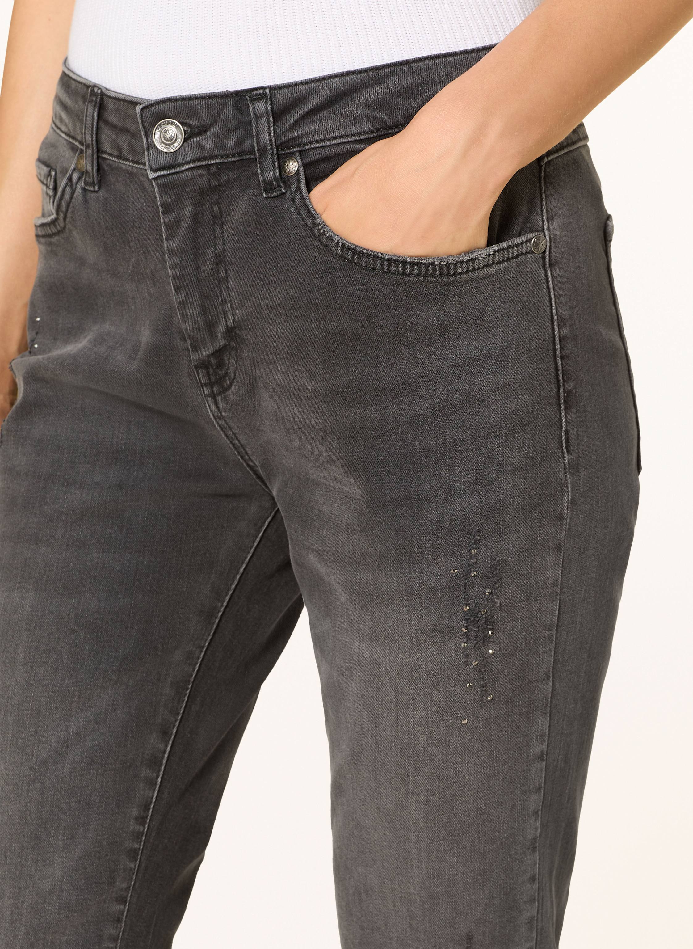 Thumbnail - Monari Straight Jeans Mit Schmucksteinen grau