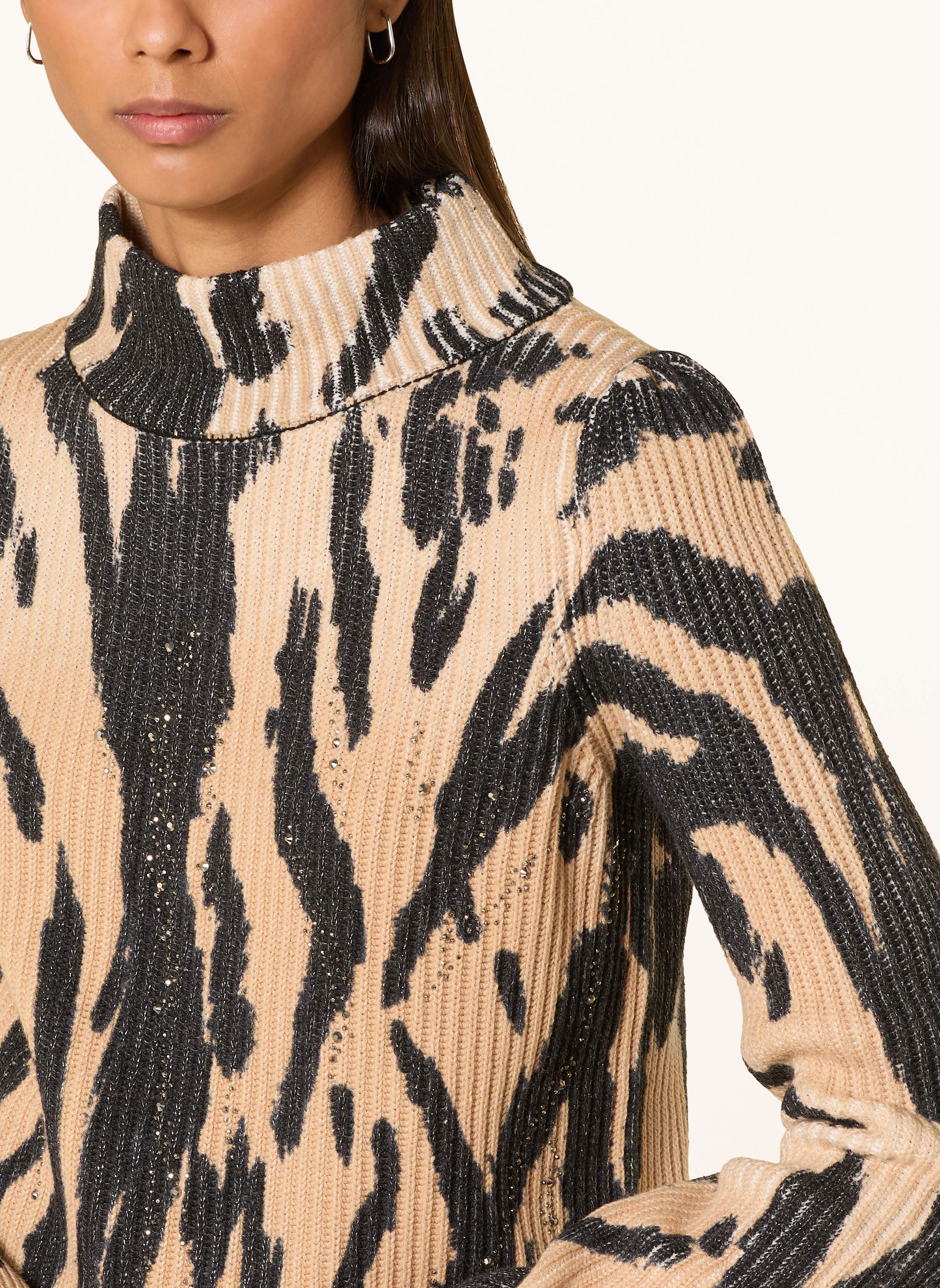 Thumbnail - Monari Pullover Mit Glitzergarn Und Schmucksteinen braun