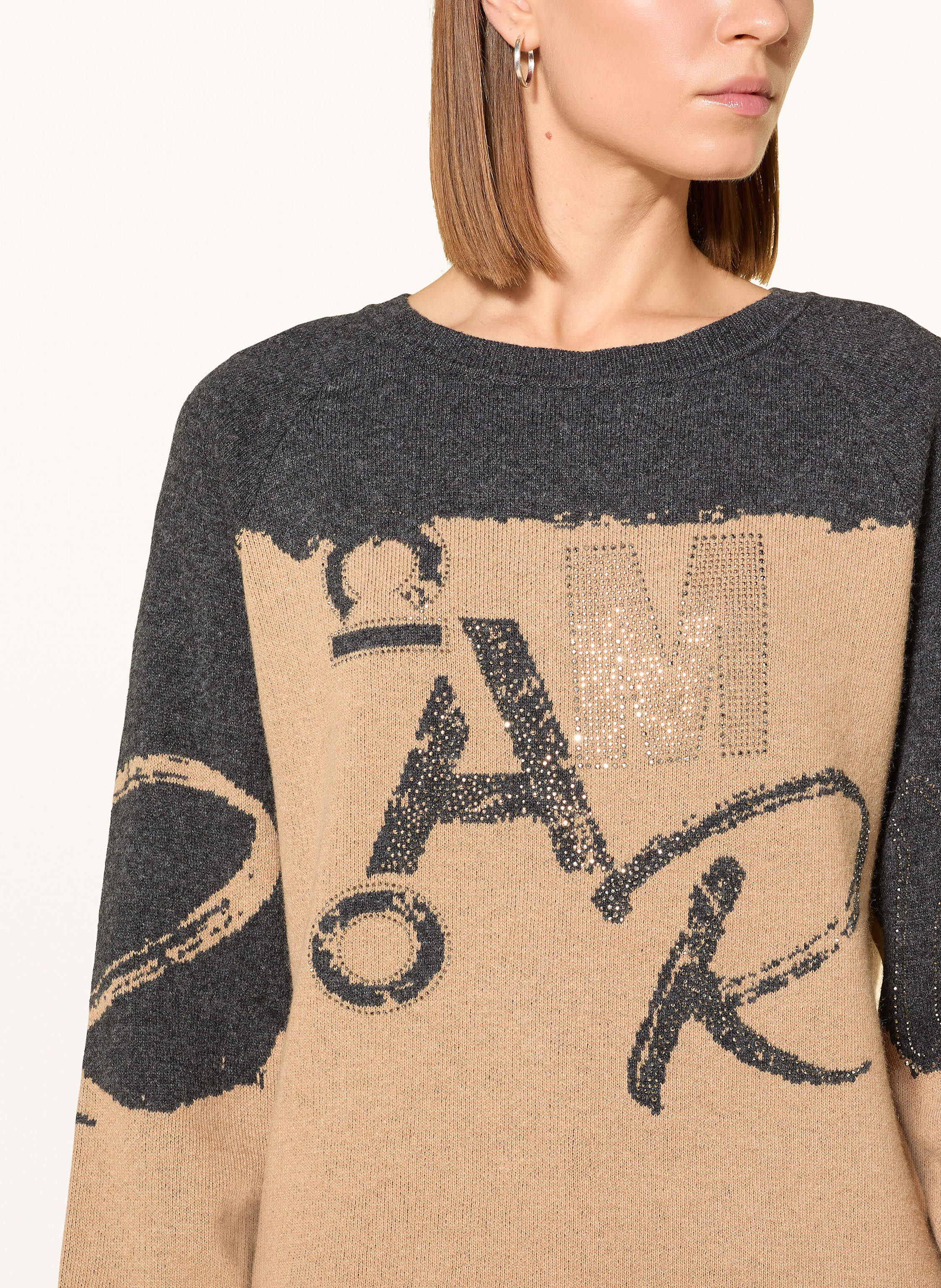 Thumbnail - Monari Pullover Mit Schmucksteinen braun