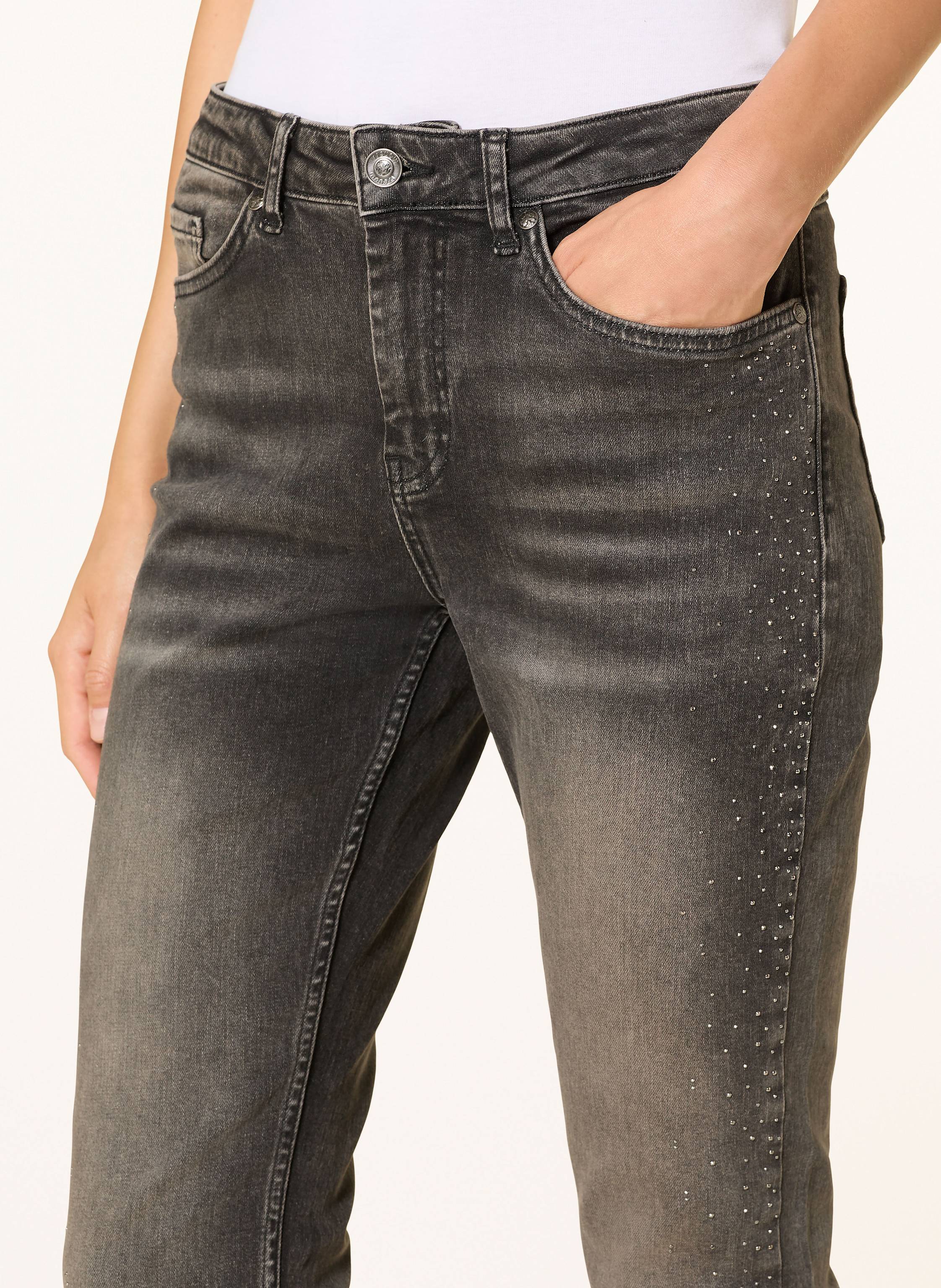 Thumbnail - Monari Straight Leg Jeans Mit Schmucksteinen grau