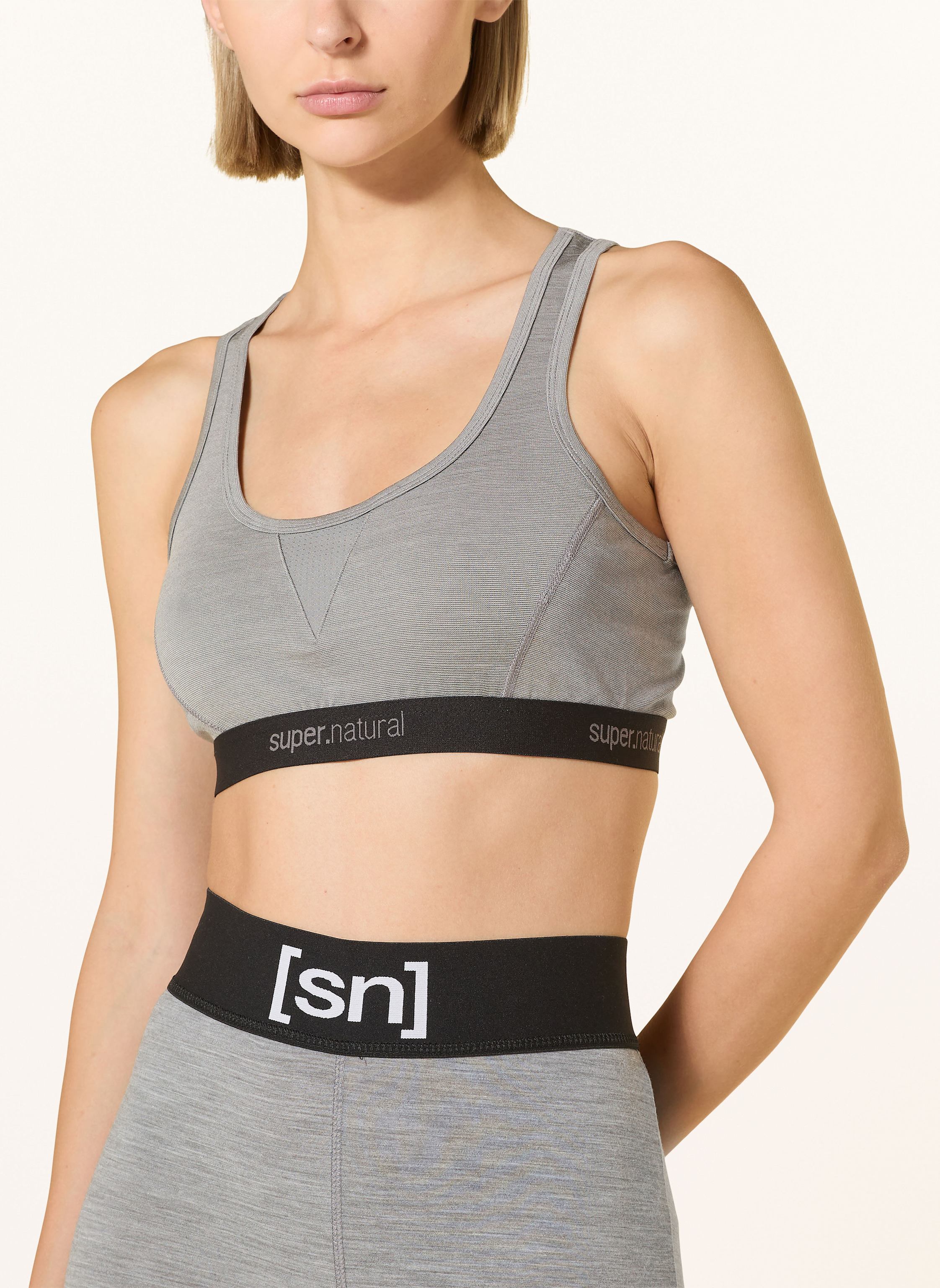 Thumbnail - Super.Natural Sport-Bh tundra220 Semplice Mit Merinowolle grau