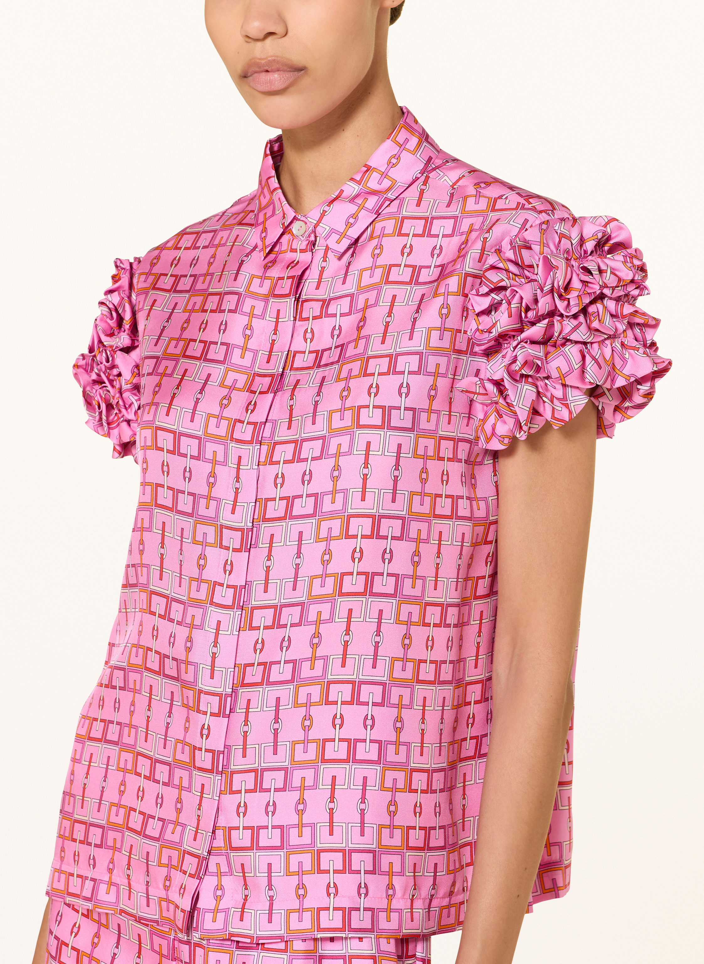 Thumbnail - Sem Per Lei Blusenshirt Aus Seide Mit Rüschen pink