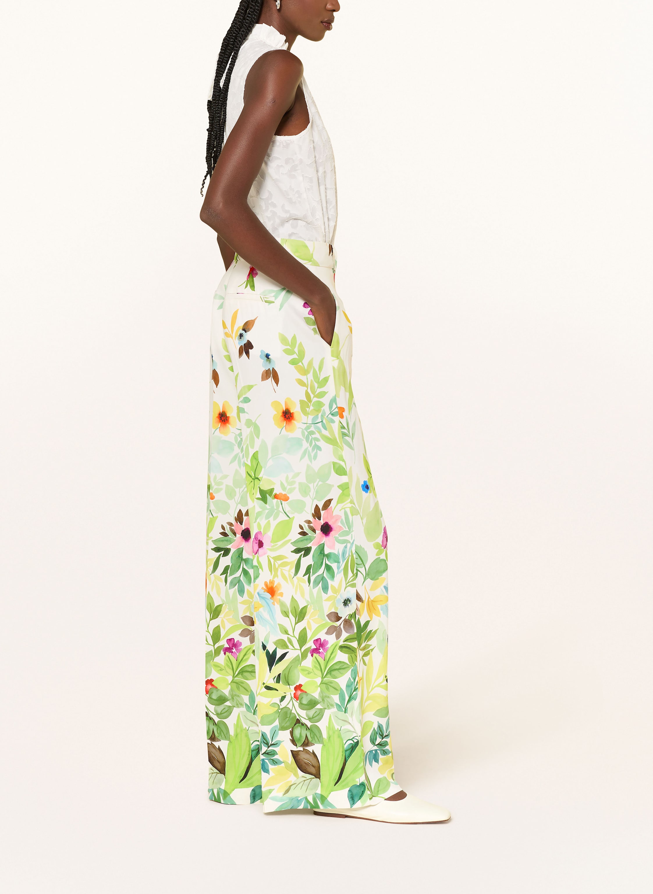 Thumbnail - Sem Per Lei Marlenehose Aus Satin weiss