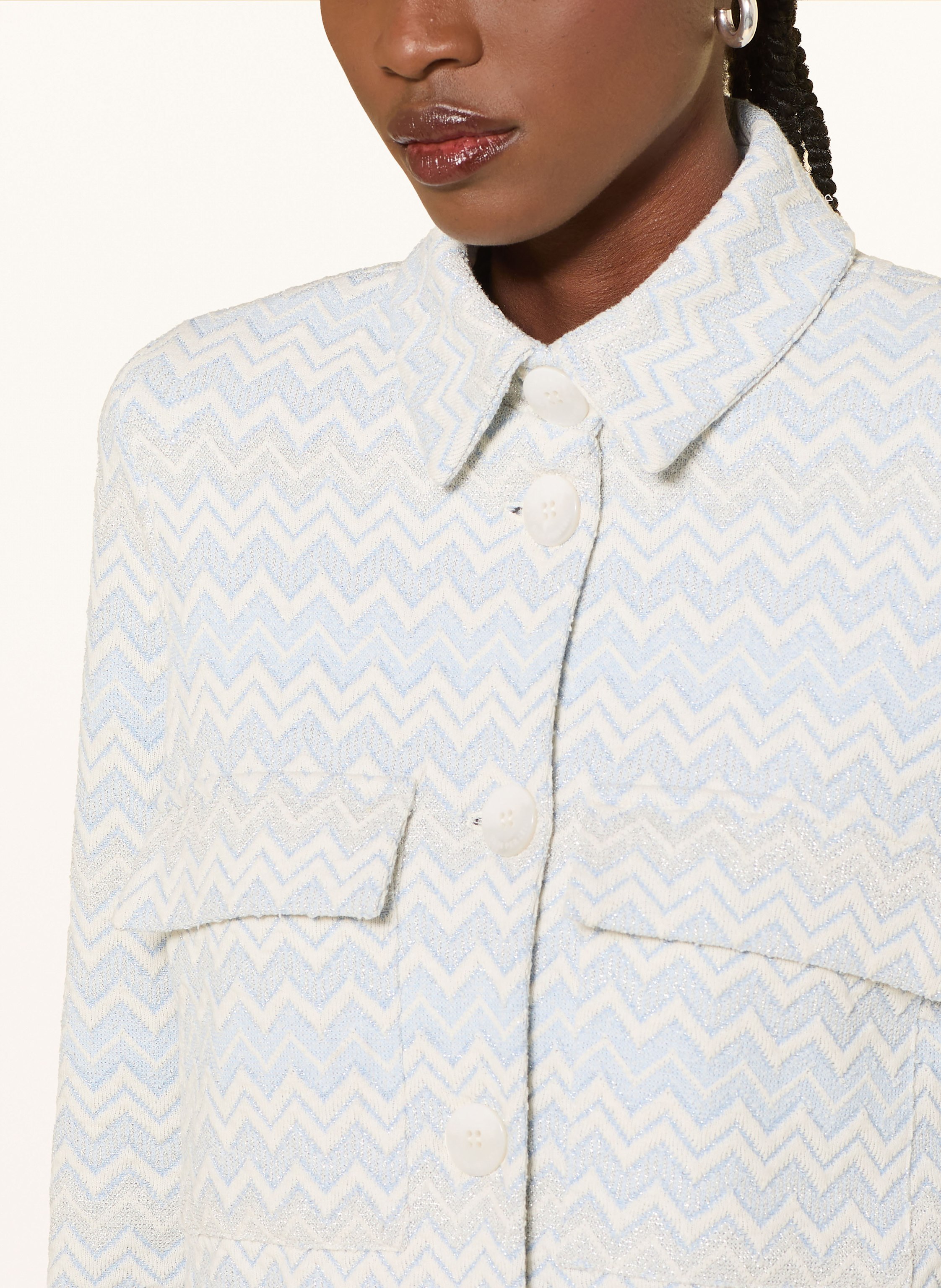 Thumbnail - Sem Per Lei Kastenjacke Mit Glitzergarn blau