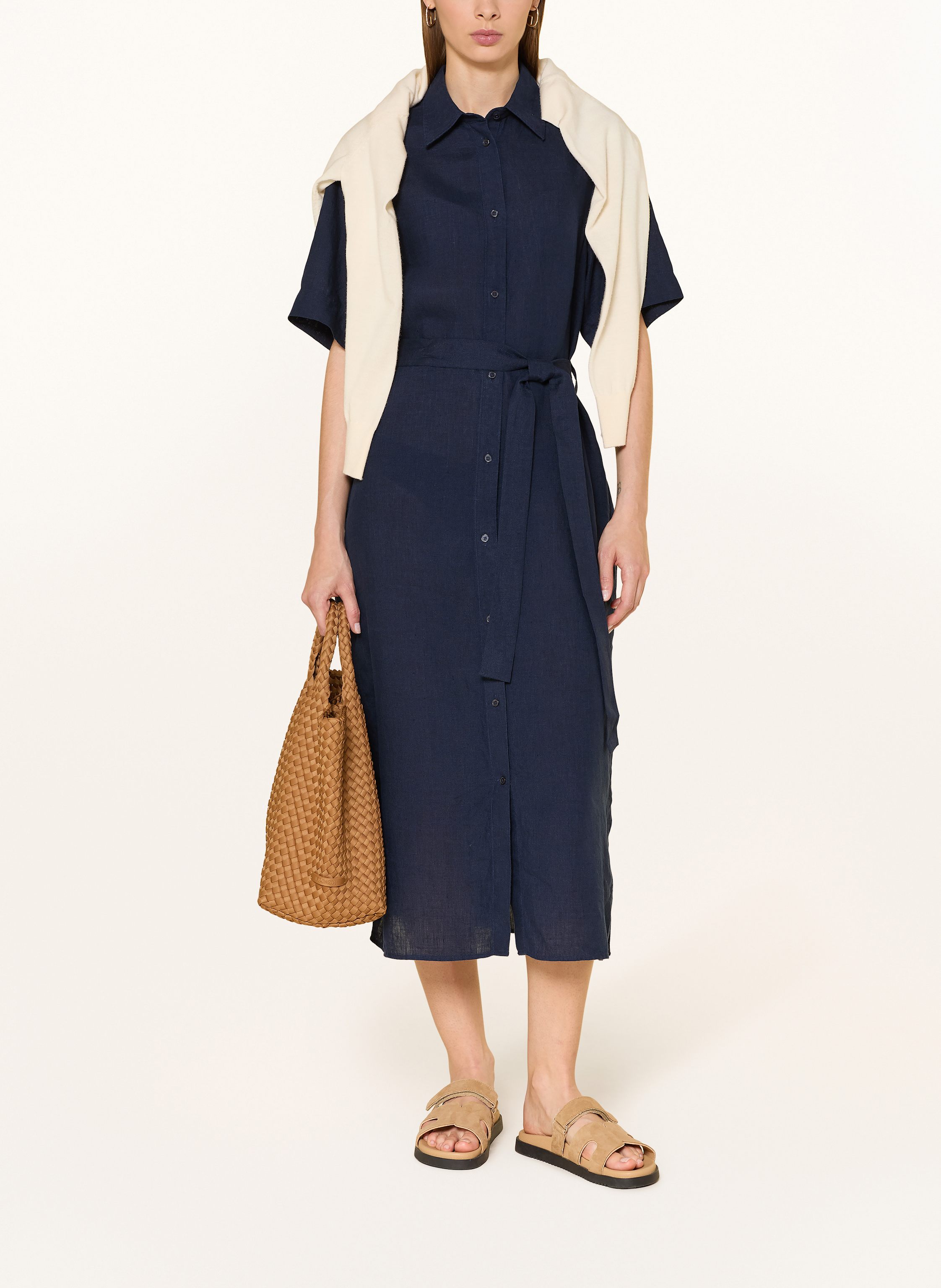 Thumbnail - Gant Hemdblusenkleid Aus Leinen blau