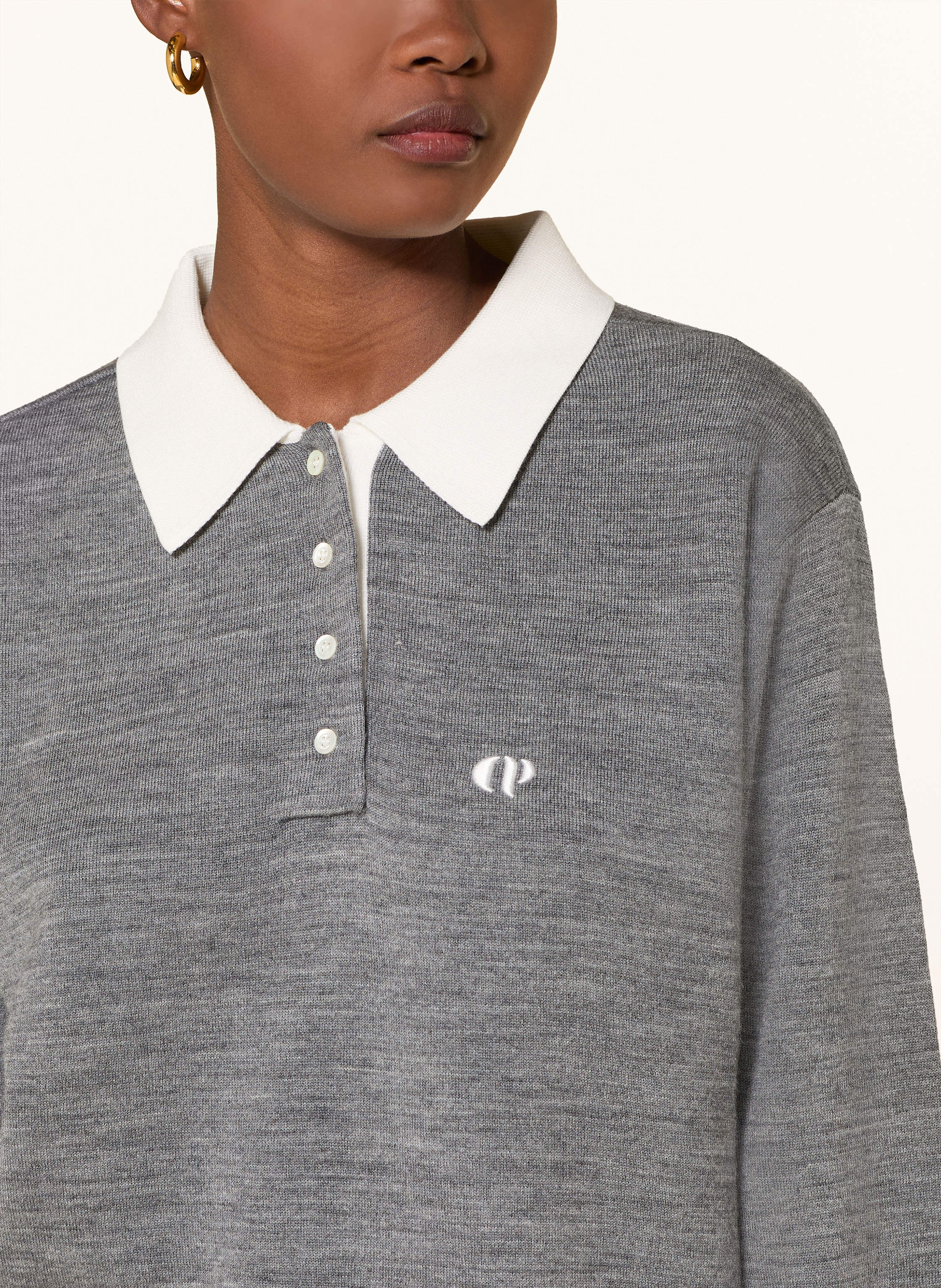 Thumbnail - Claudie Pierlot Strick-Poloshirt grau