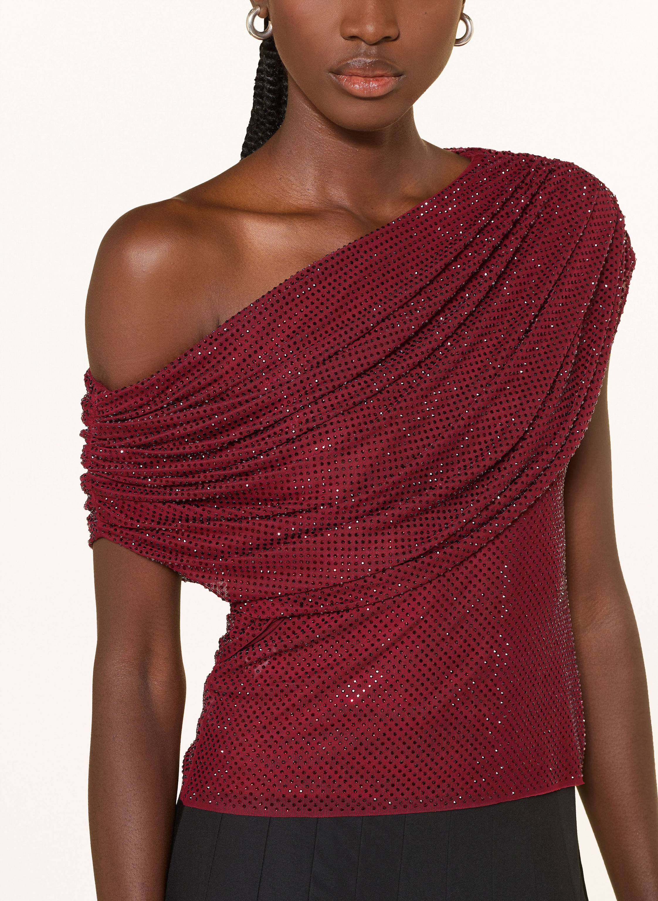 Thumbnail - Self-Portrait Top Mit Schmucksteinen rot