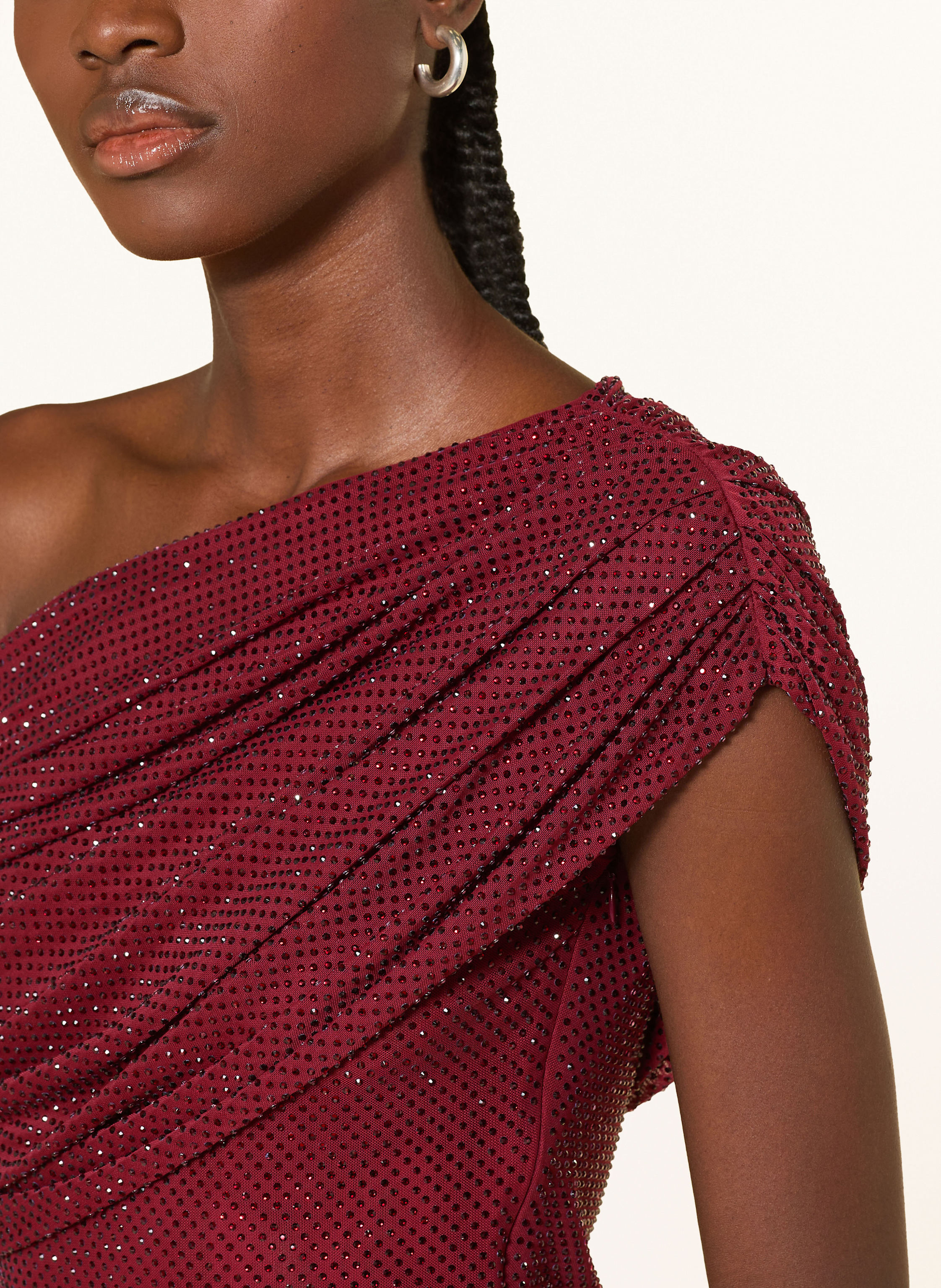 Thumbnail - Self-Portrait Top Mit Schmucksteinen rot