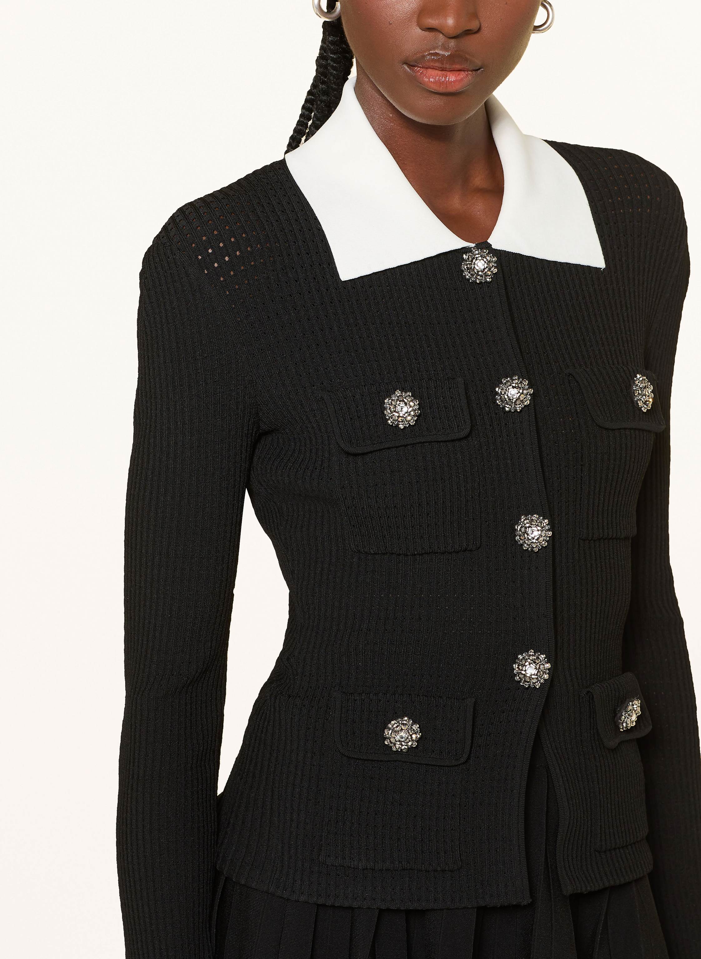 Thumbnail - Self-Portrait Strickkleid Mit Schmucksteinen schwarz