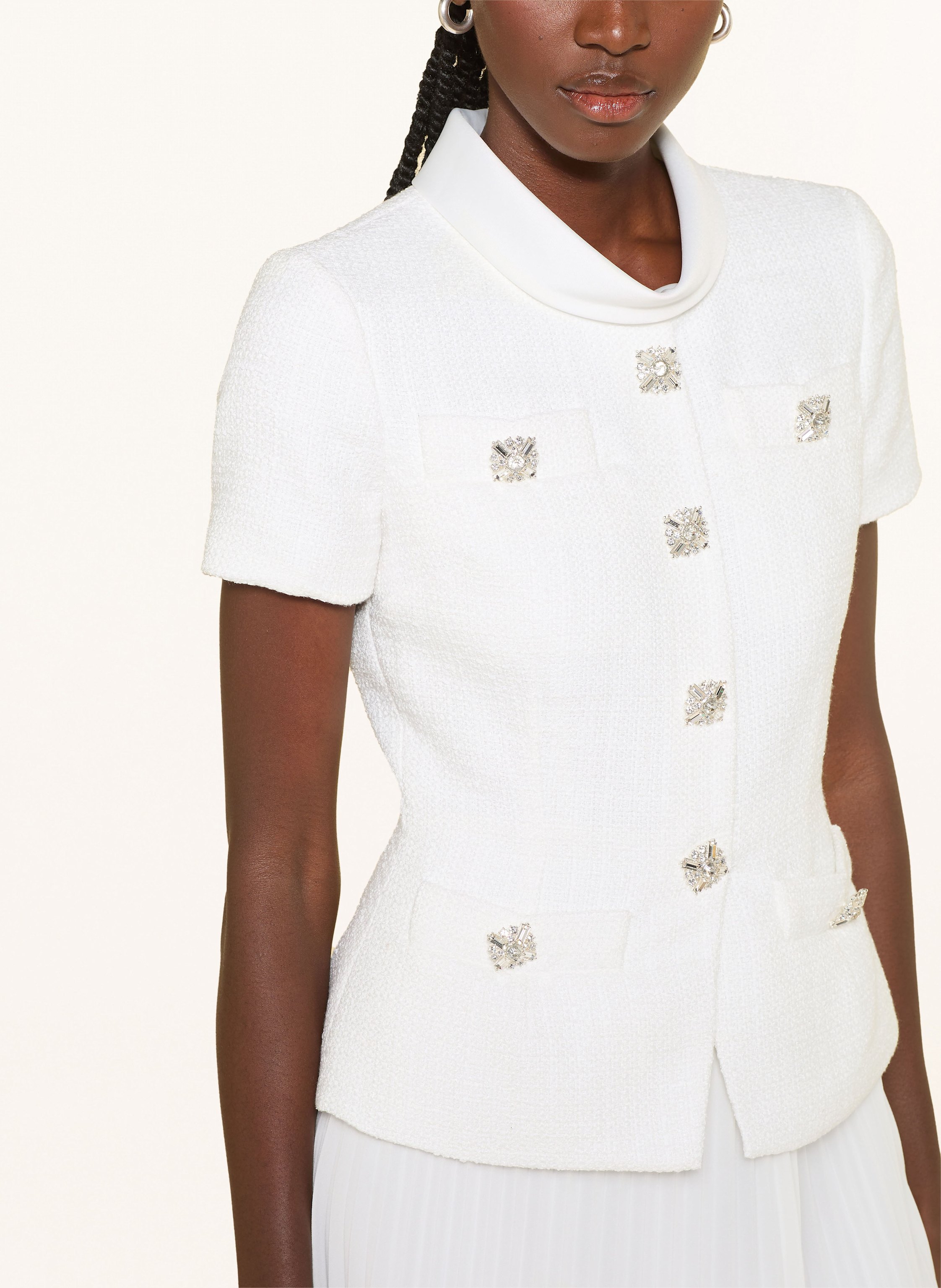 Thumbnail - Self-Portrait Kleid Im Materialmix weiss