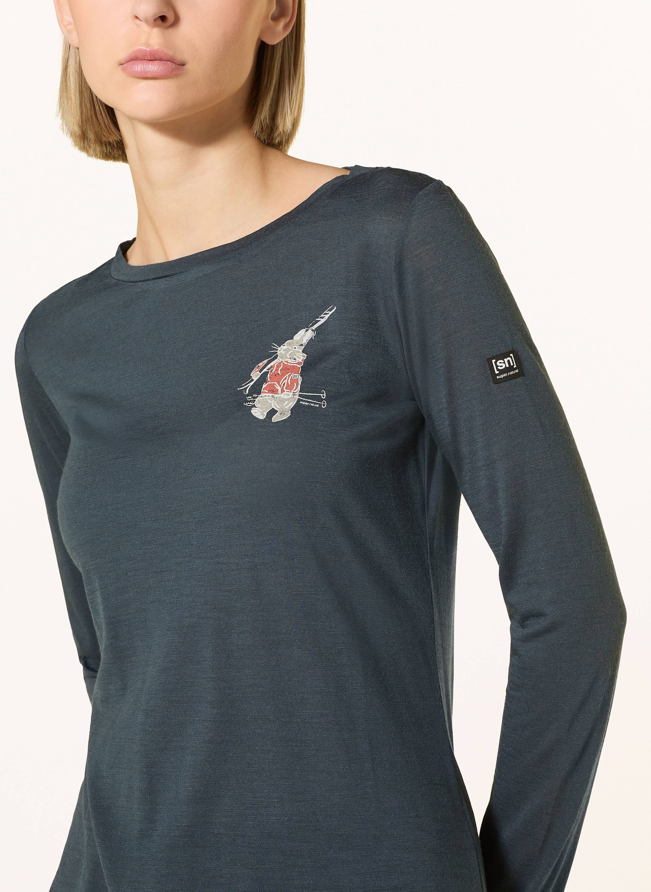 Thumbnail - Super.Natural Funktionsshirt Lil Ski Bunny Mit Merinowolle blau