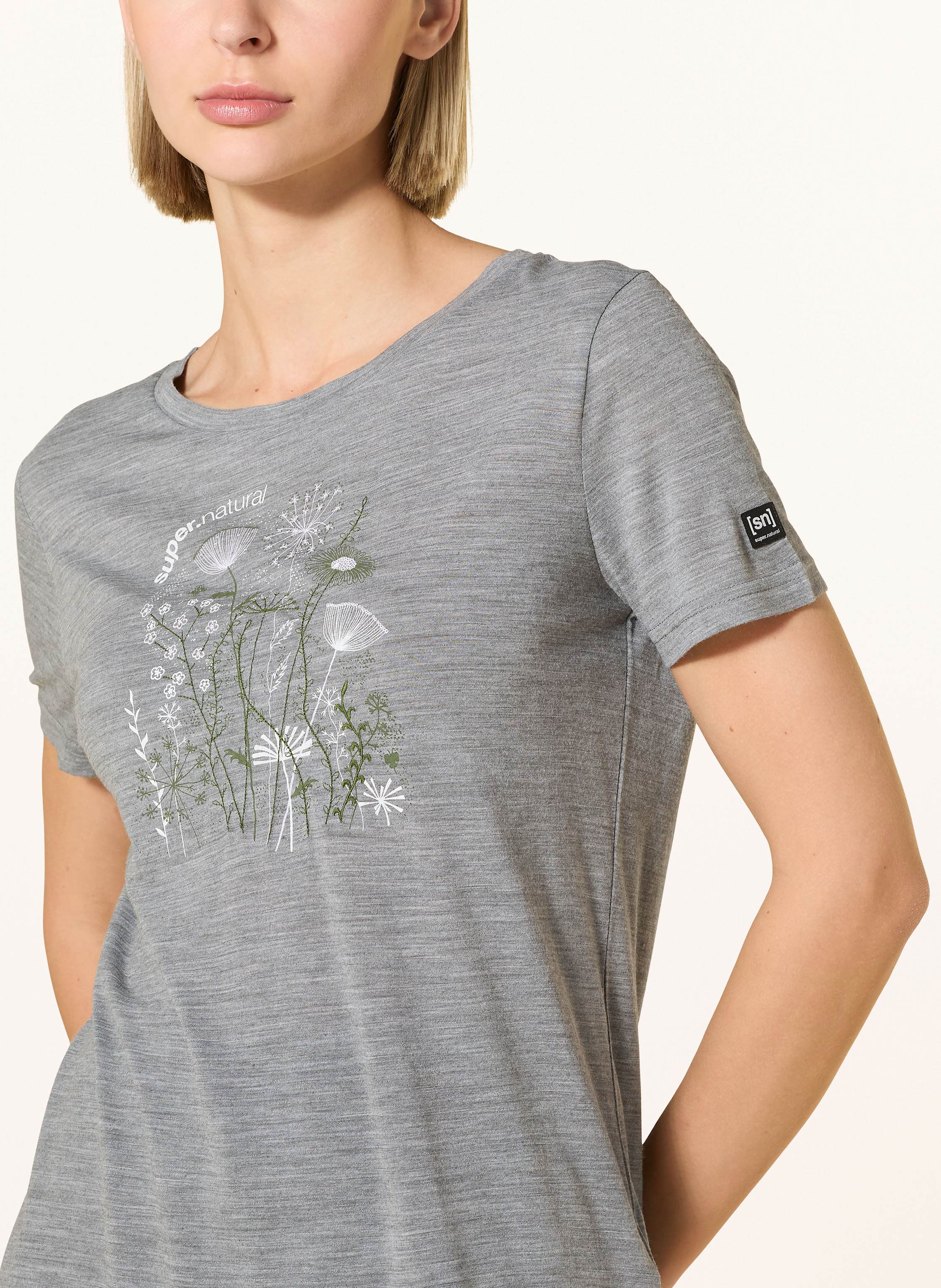 Thumbnail - Super.Natural Funktionsshirt Rock Flowers Mit Merinowolle grau