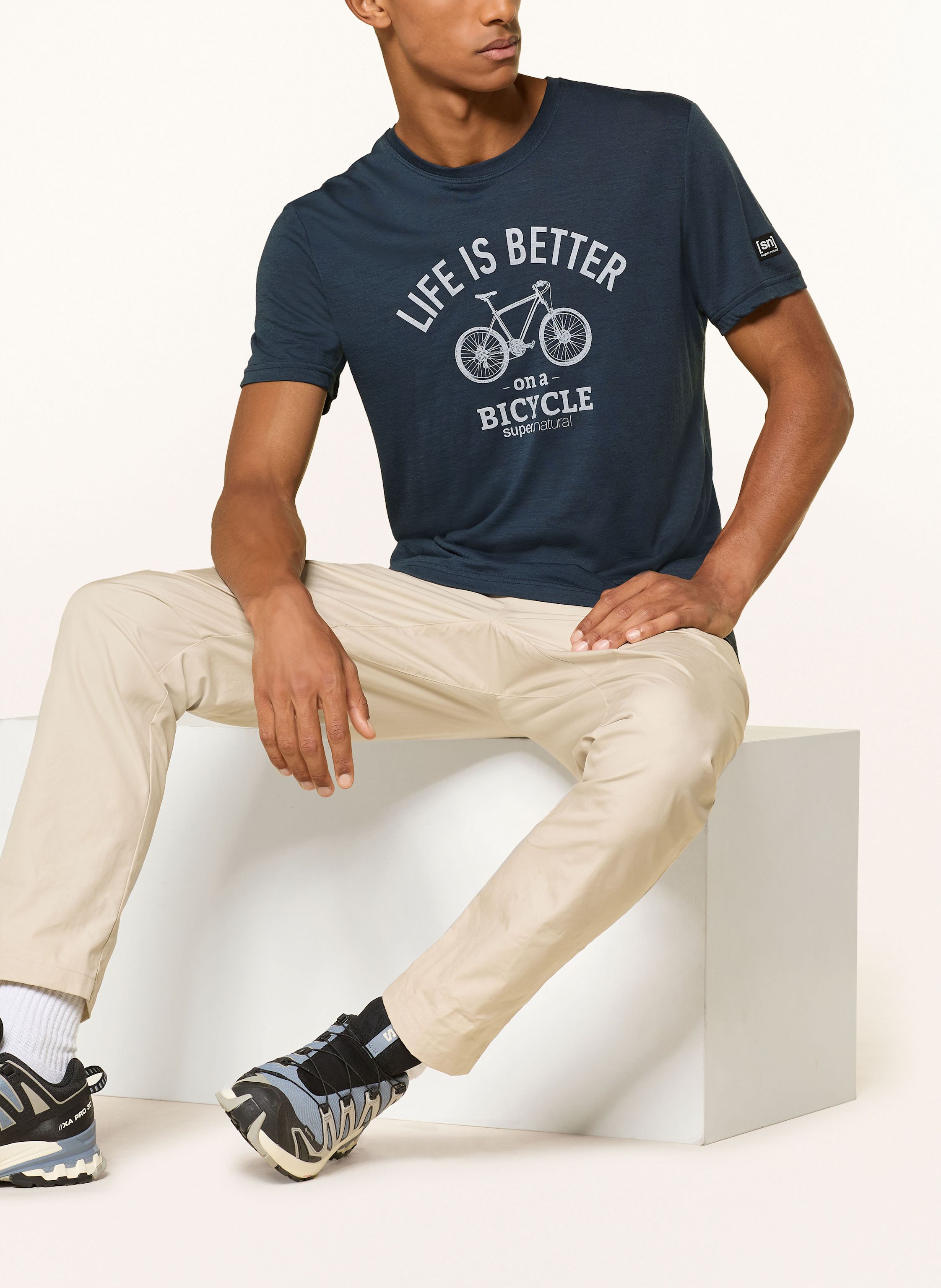 Thumbnail - Super.Natural T-Shirt Better Bike Mit Merinowolle blau